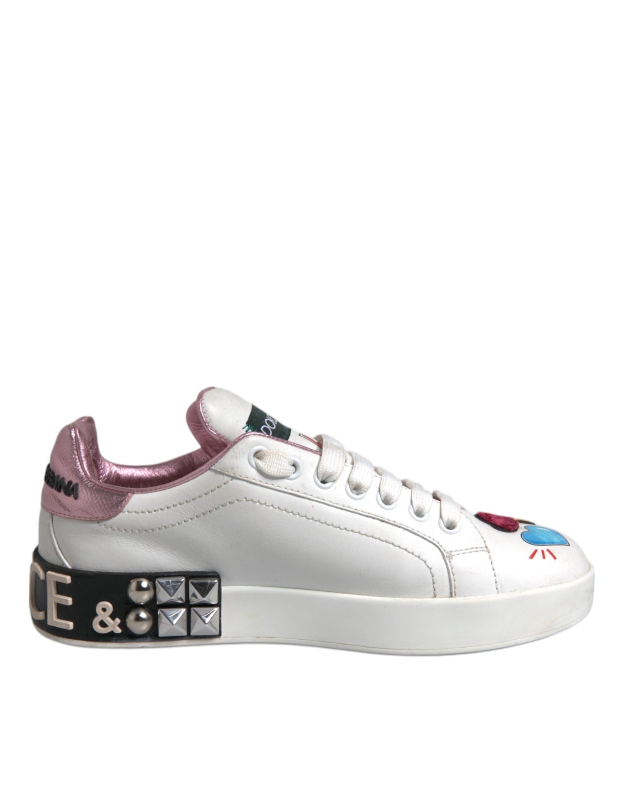 Dolce & Gabbana White Sequined Crystal Low Top Sneakers Women's Shoes (Pre-Owned)