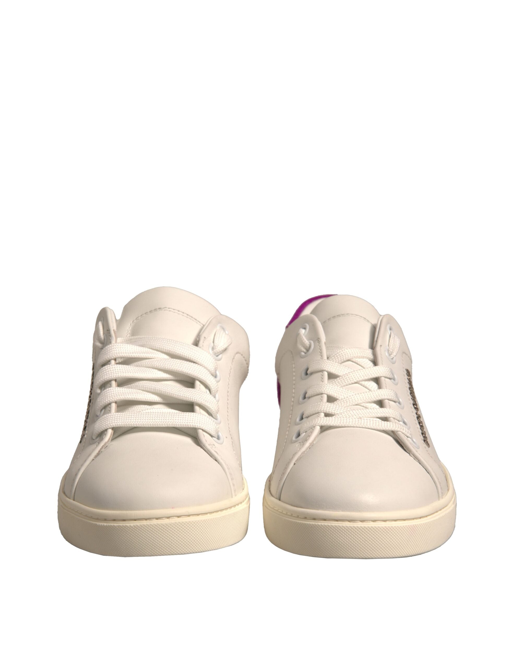 Dolce & Gabbana White Suede Leather Low Top Sneakers Women's Shoes