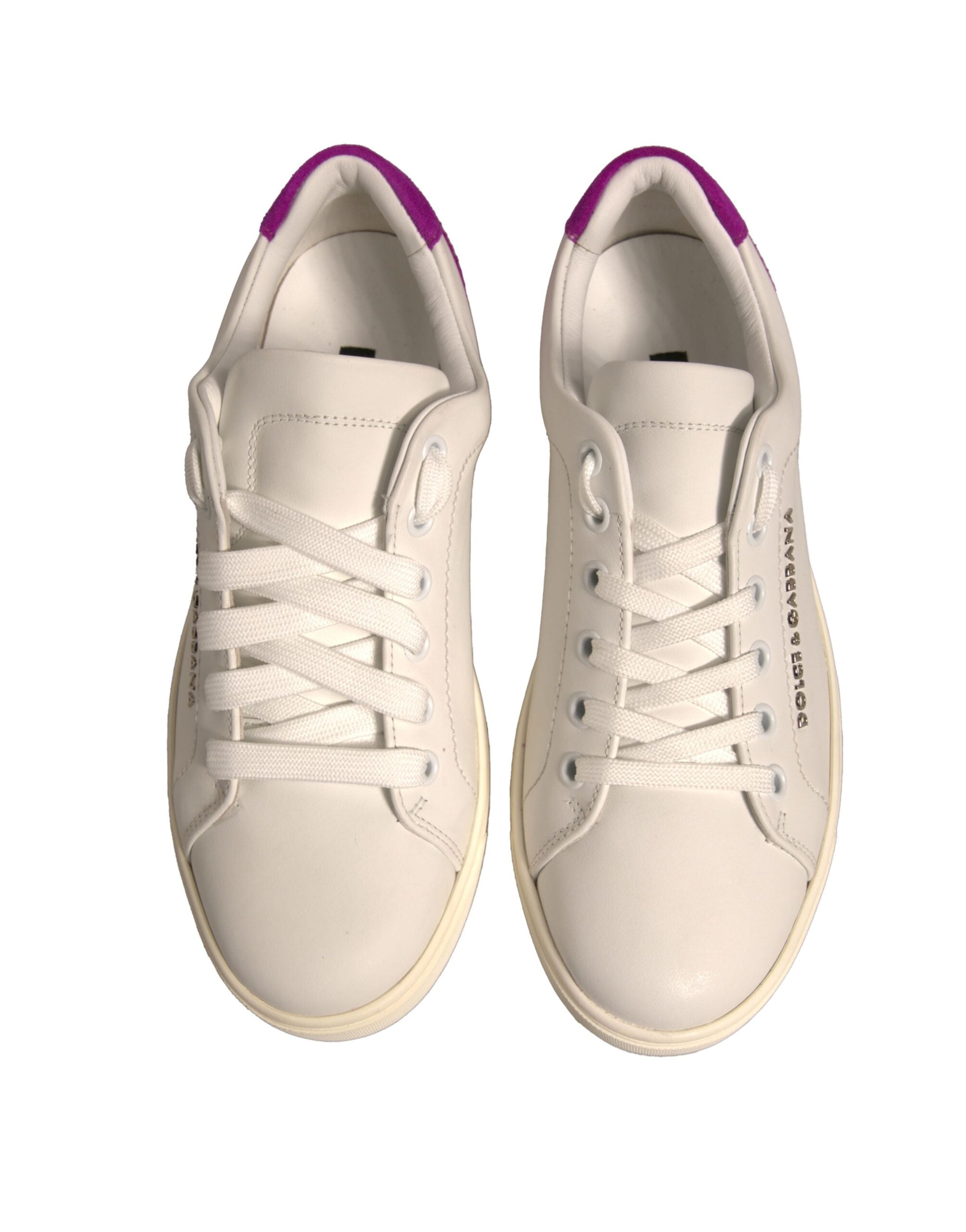 Dolce & Gabbana White Suede Leather Low Top Sneakers Women's Shoes