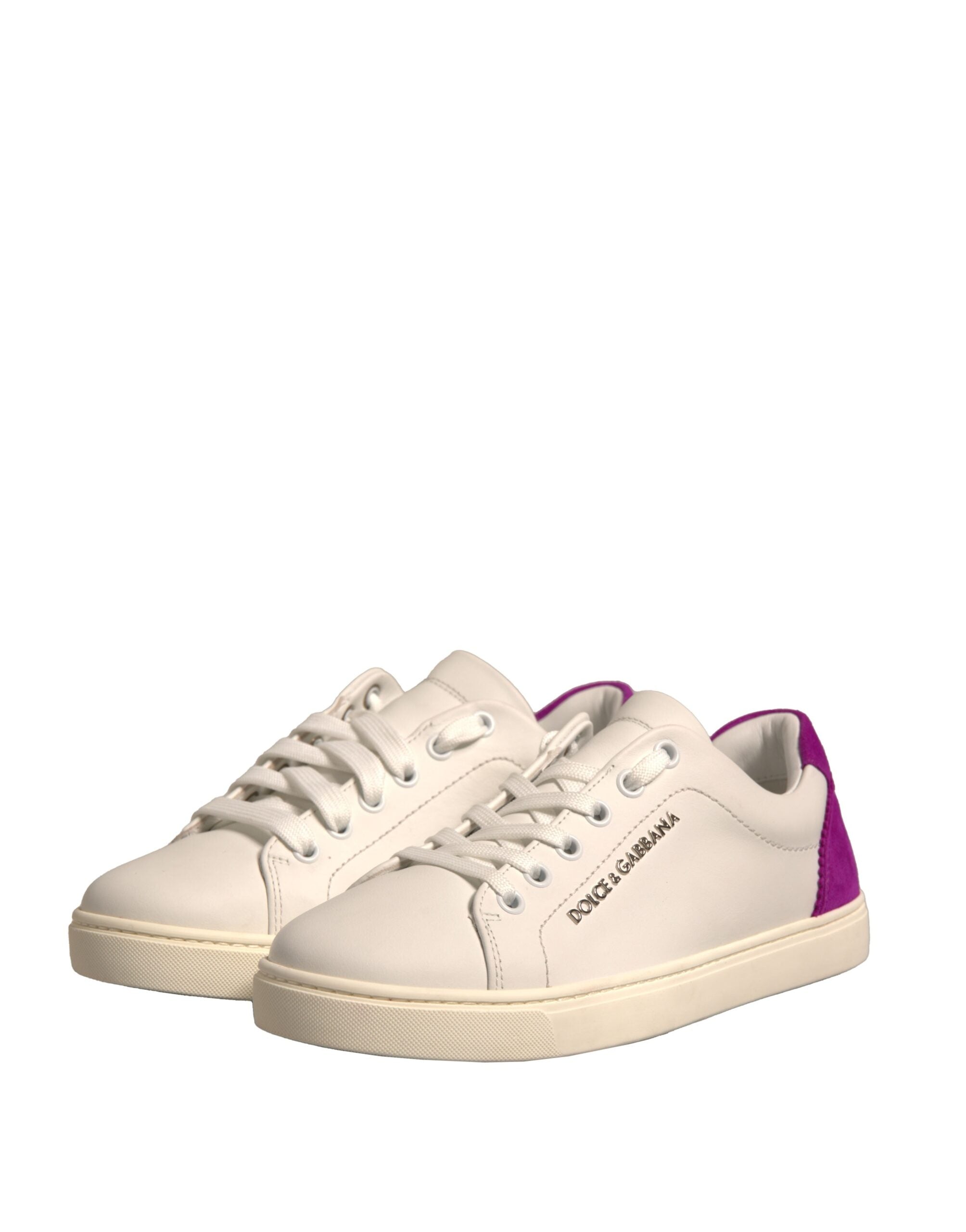 Dolce & Gabbana White Suede Leather Low Top Sneakers Women's Shoes