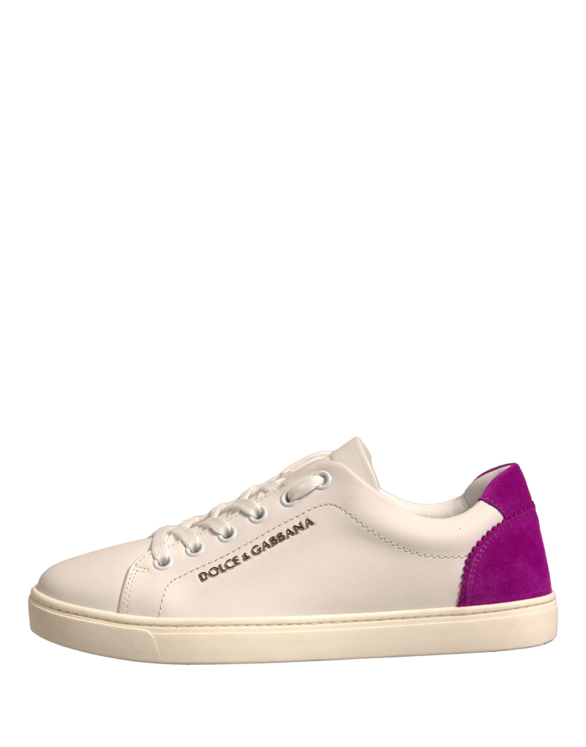 Dolce & Gabbana White Suede Leather Low Top Sneakers Women's Shoes