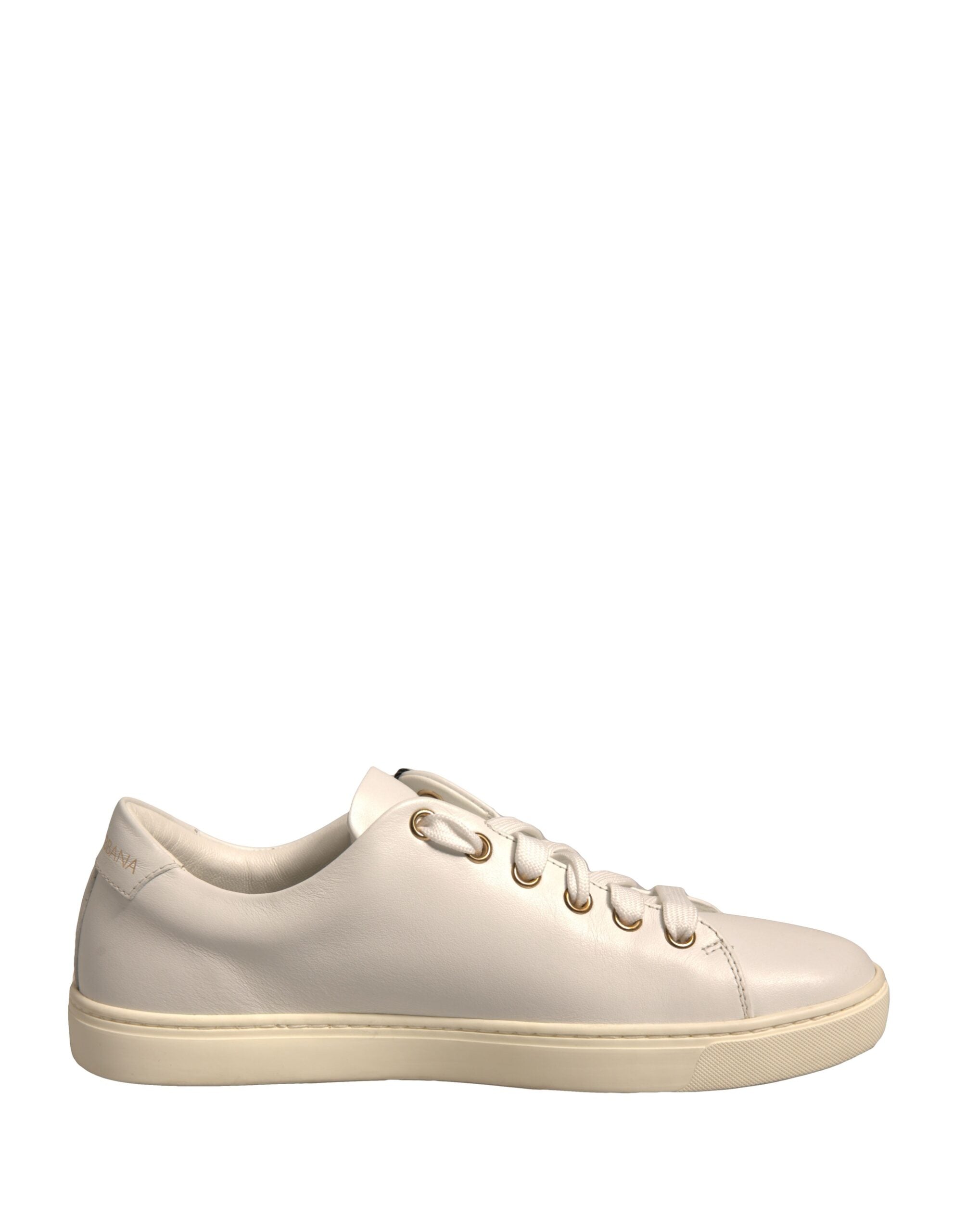 Dolce & Gabbana White Leather Gold Red Heart Sneakers Women's Shoes (Pre-Owned)