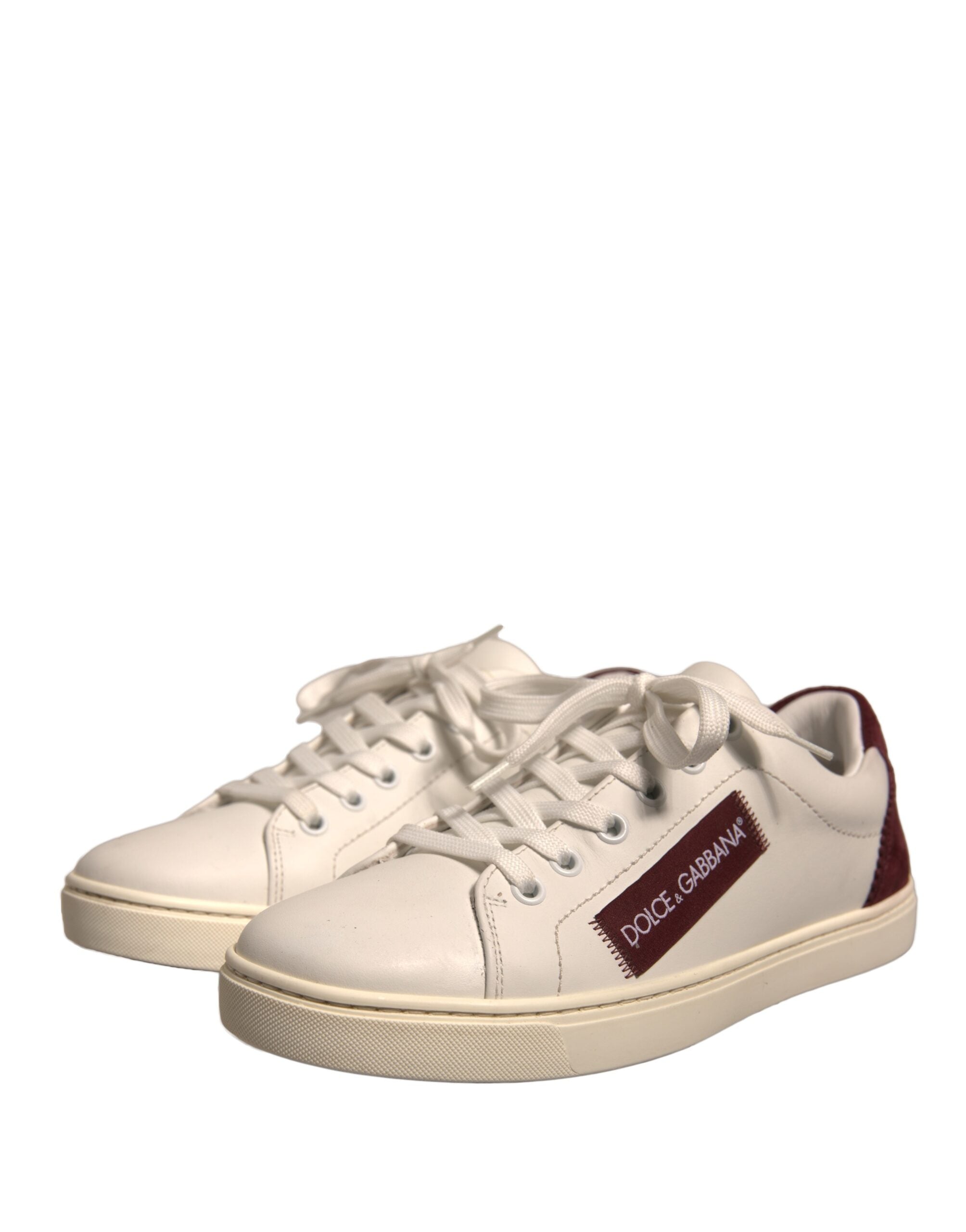 Dolce & Gabbana White Suede Leather Low Top Sneakers Women's Shoes (Pre-Owned)