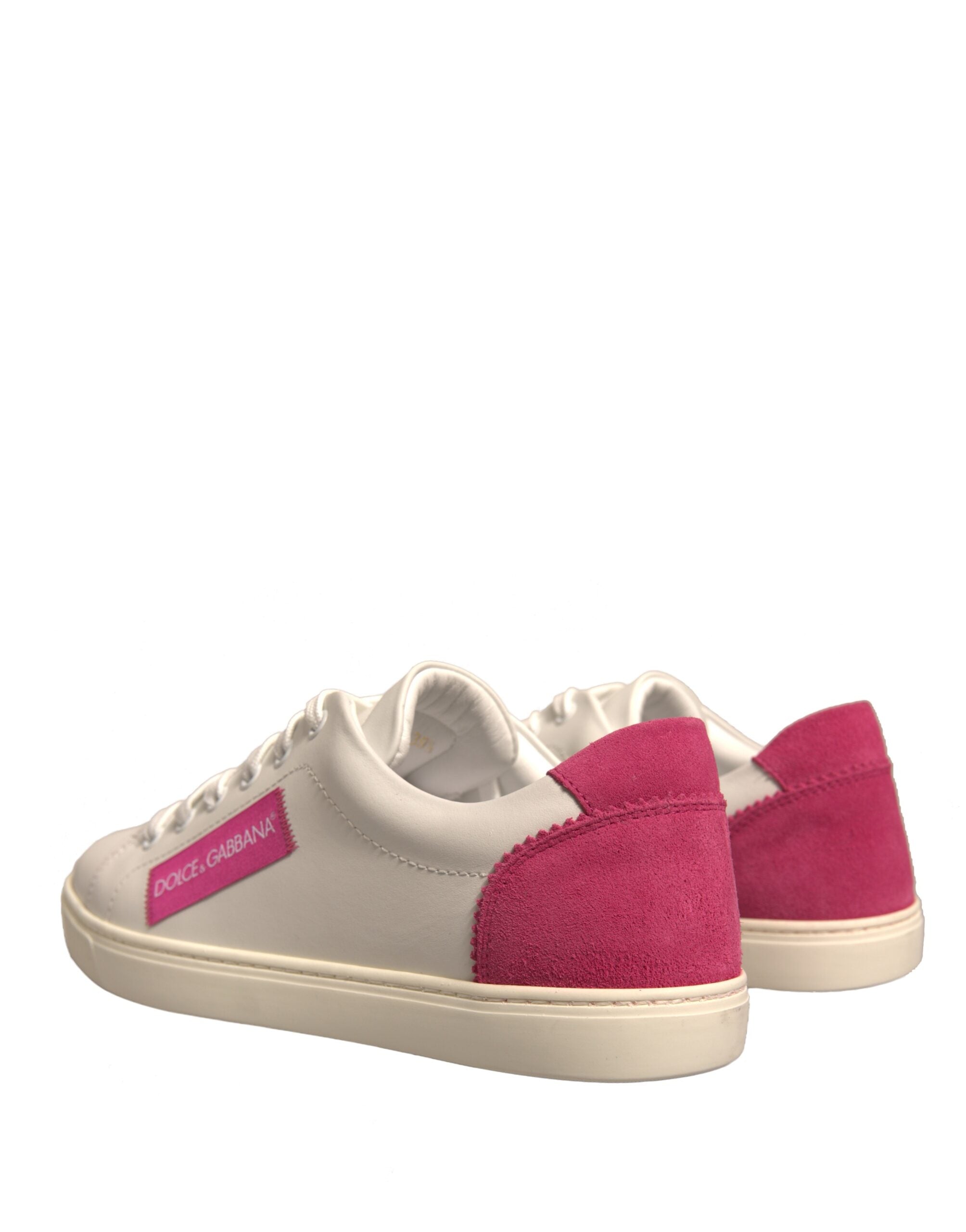 Dolce & Gabbana White Suede Leather Low Top Sneakers Women's Shoes