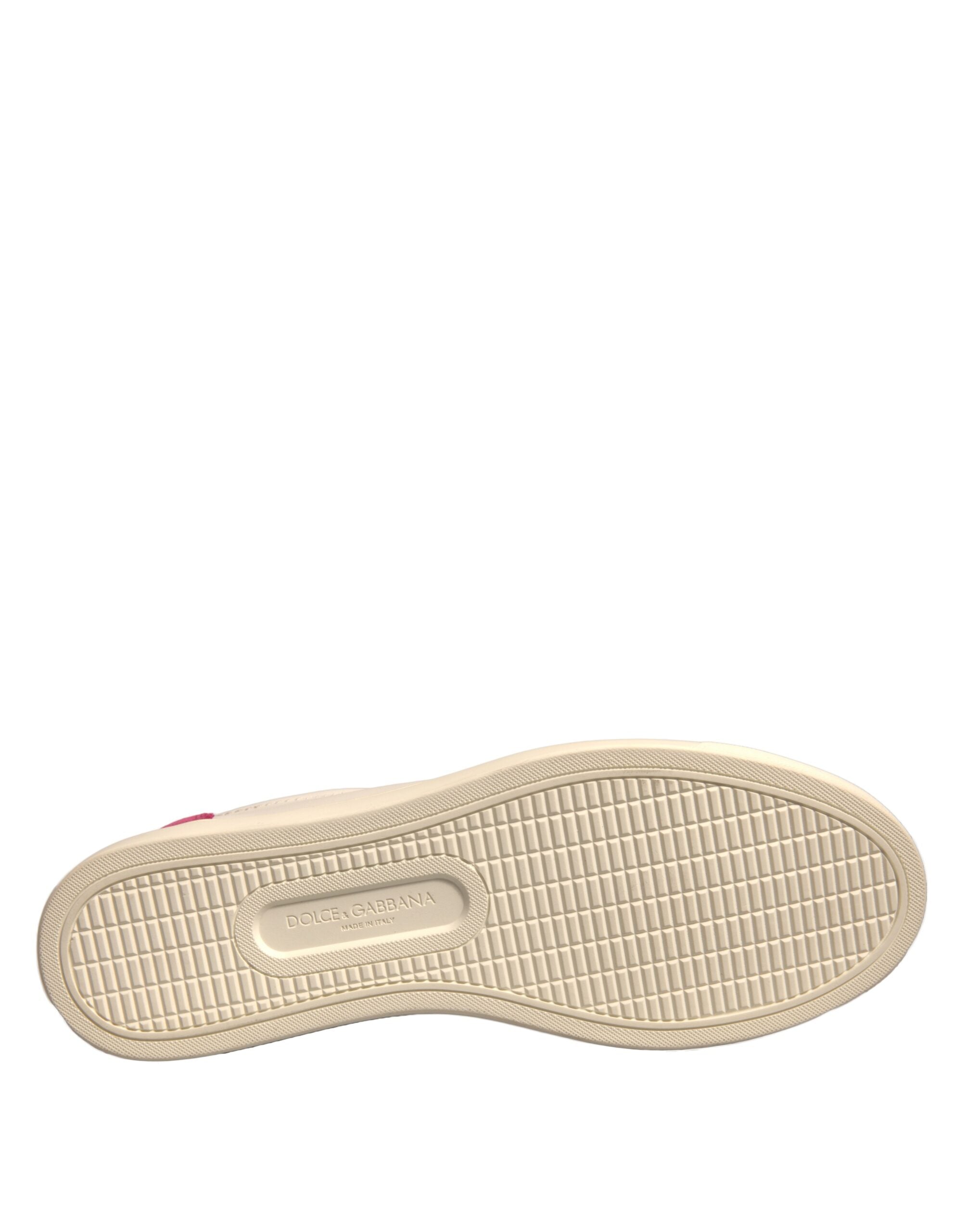 Dolce & Gabbana White Suede Leather Low Top Sneakers Women's Shoes