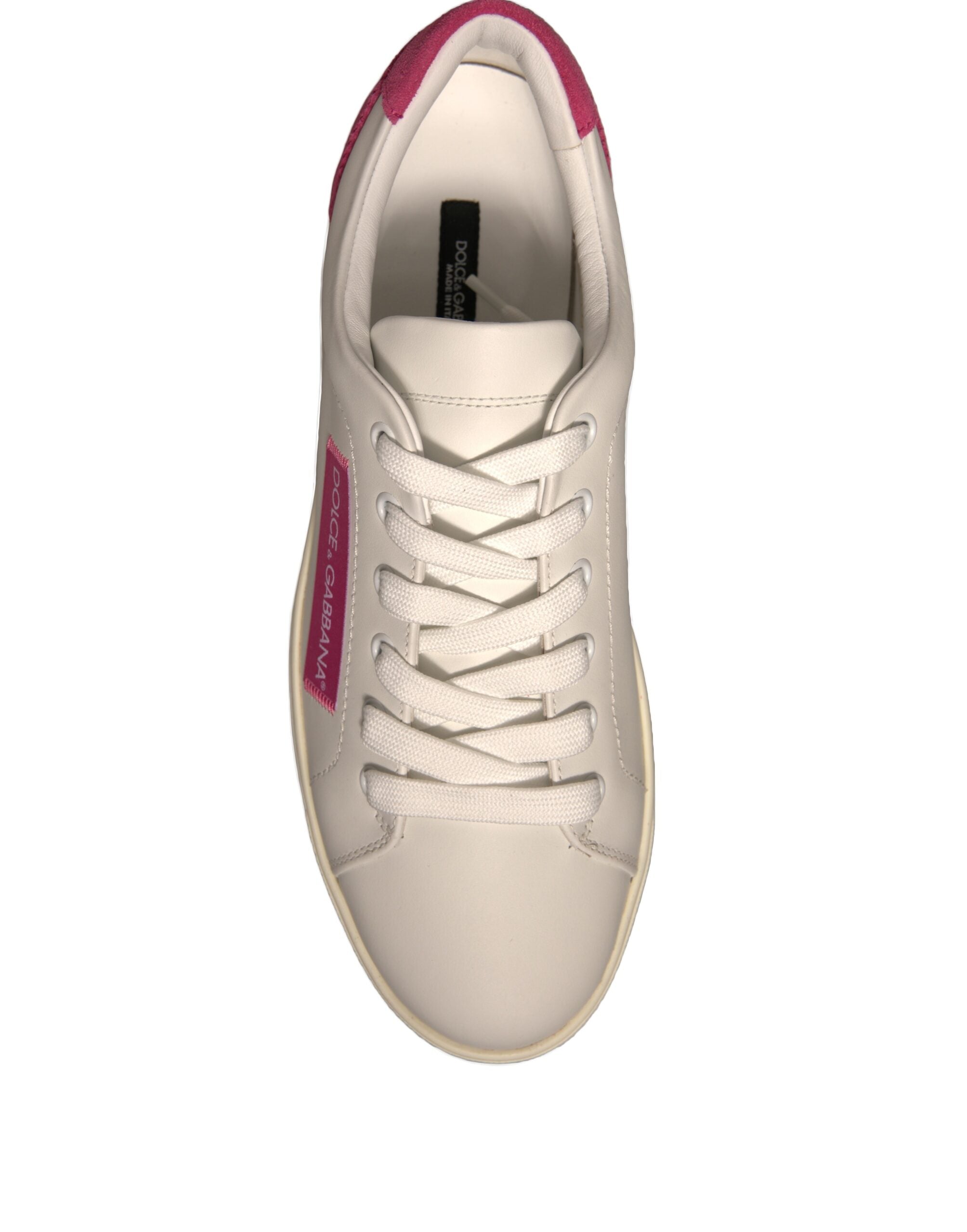 Dolce & Gabbana White Suede Leather Low Top Sneakers Women's Shoes