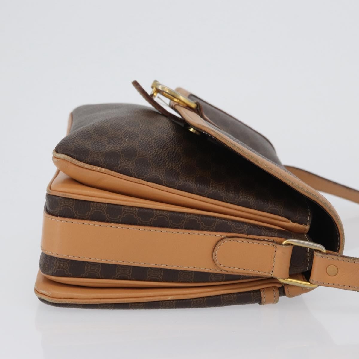 Celine Vintage Macadam Canvas And Leather Brown Canvas Shoulder Bag Bag (Pre-Owned)