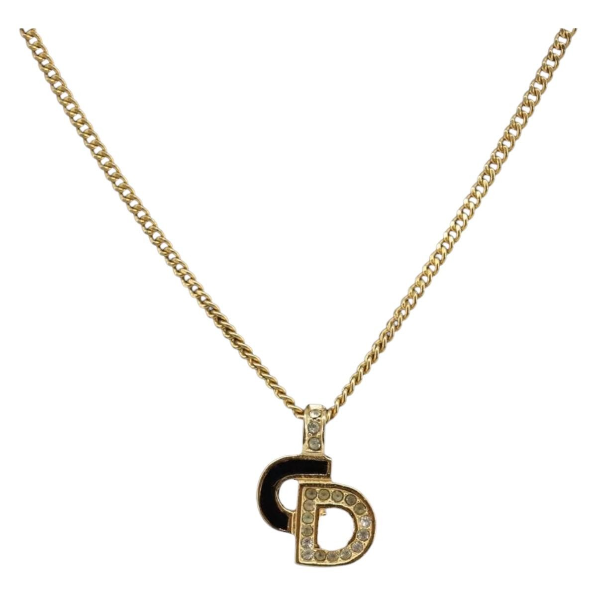 Christian Dior Cd Pendant Metal Gold Metal Necklace Jewelry (Pre-Owned)