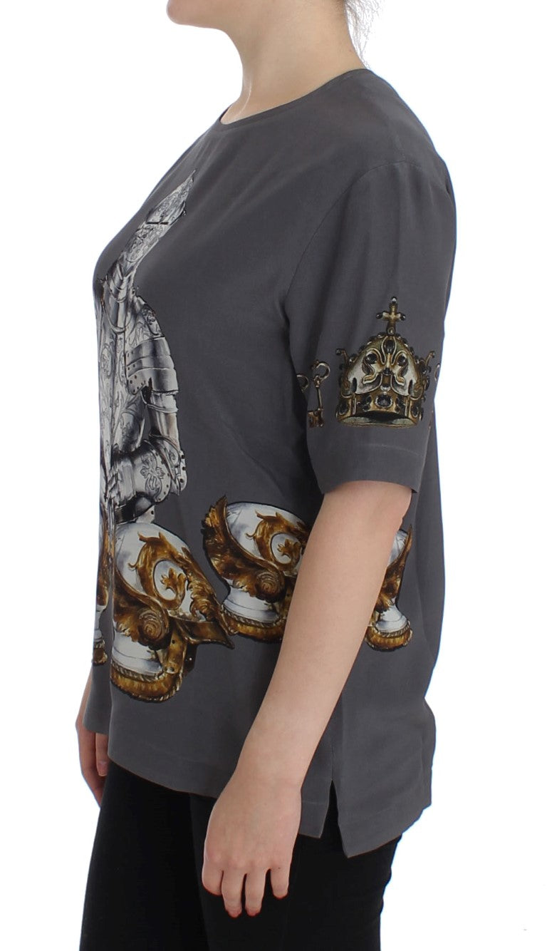 Dolce & Gabbana Enchanted Sicily Silk Blouse with Knight Women's Print