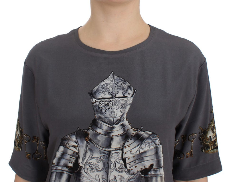 Dolce & Gabbana Enchanted Sicily Silk Blouse with Knight Women's Print