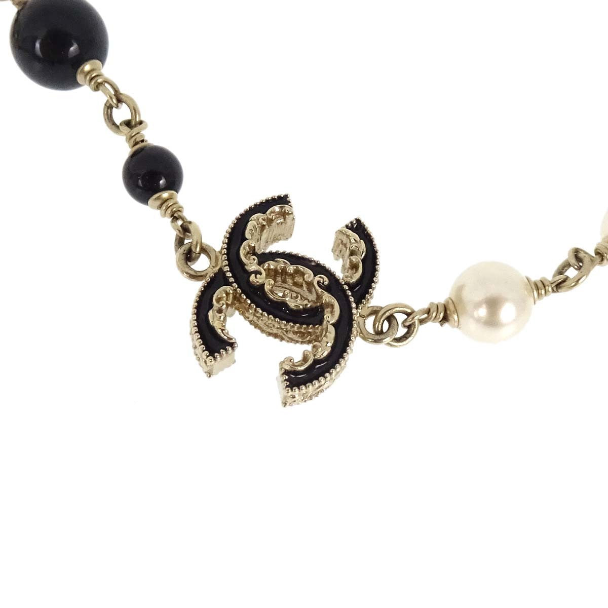 Chanel Cc Necklace Faux Pearl And Metal Gold Gold_Plated Necklace Jewelry (Pre-Owned)