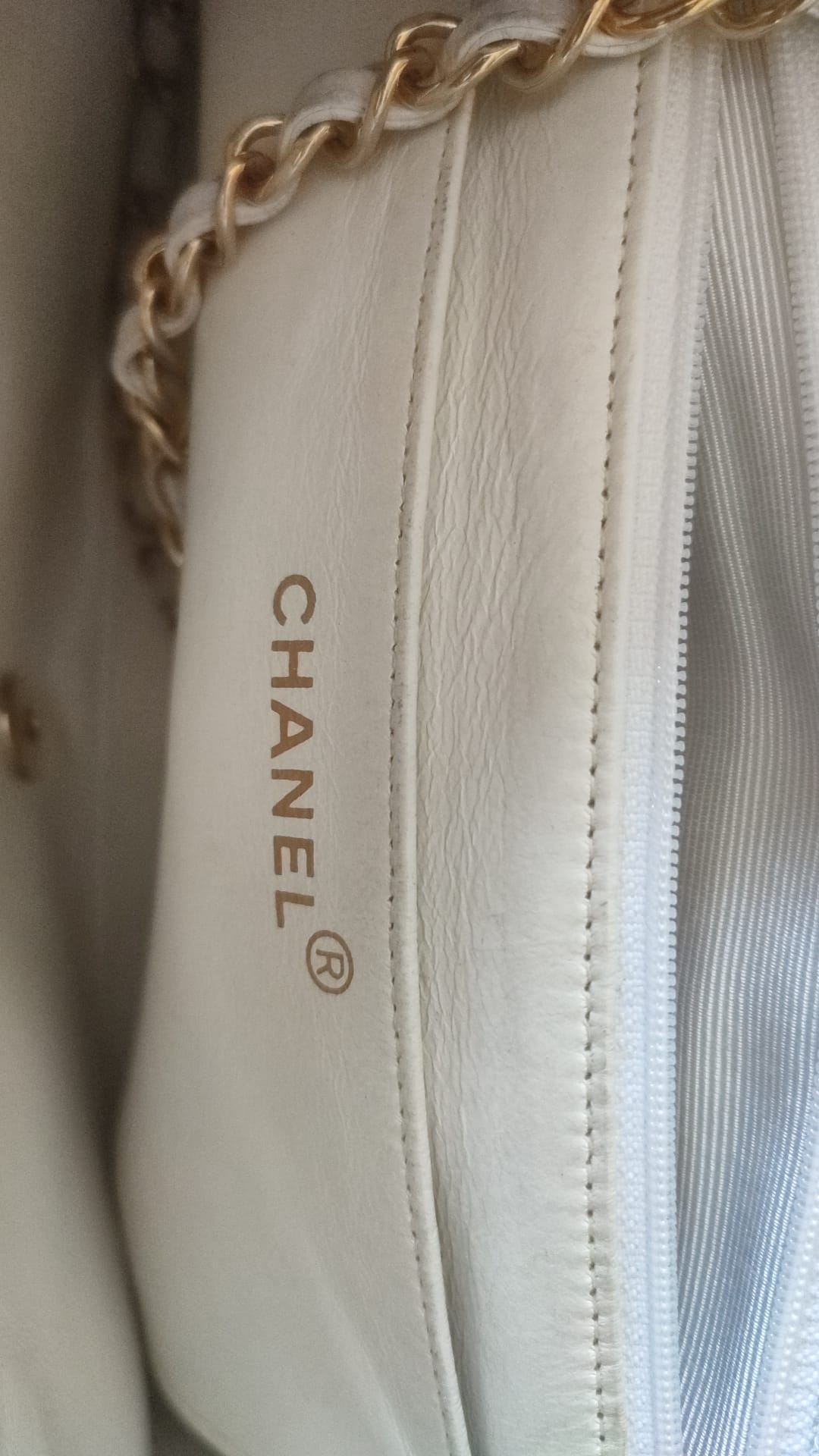 Chanel White Medium Classic DIANA Shoulder Bag Gold Plated Women's Purse