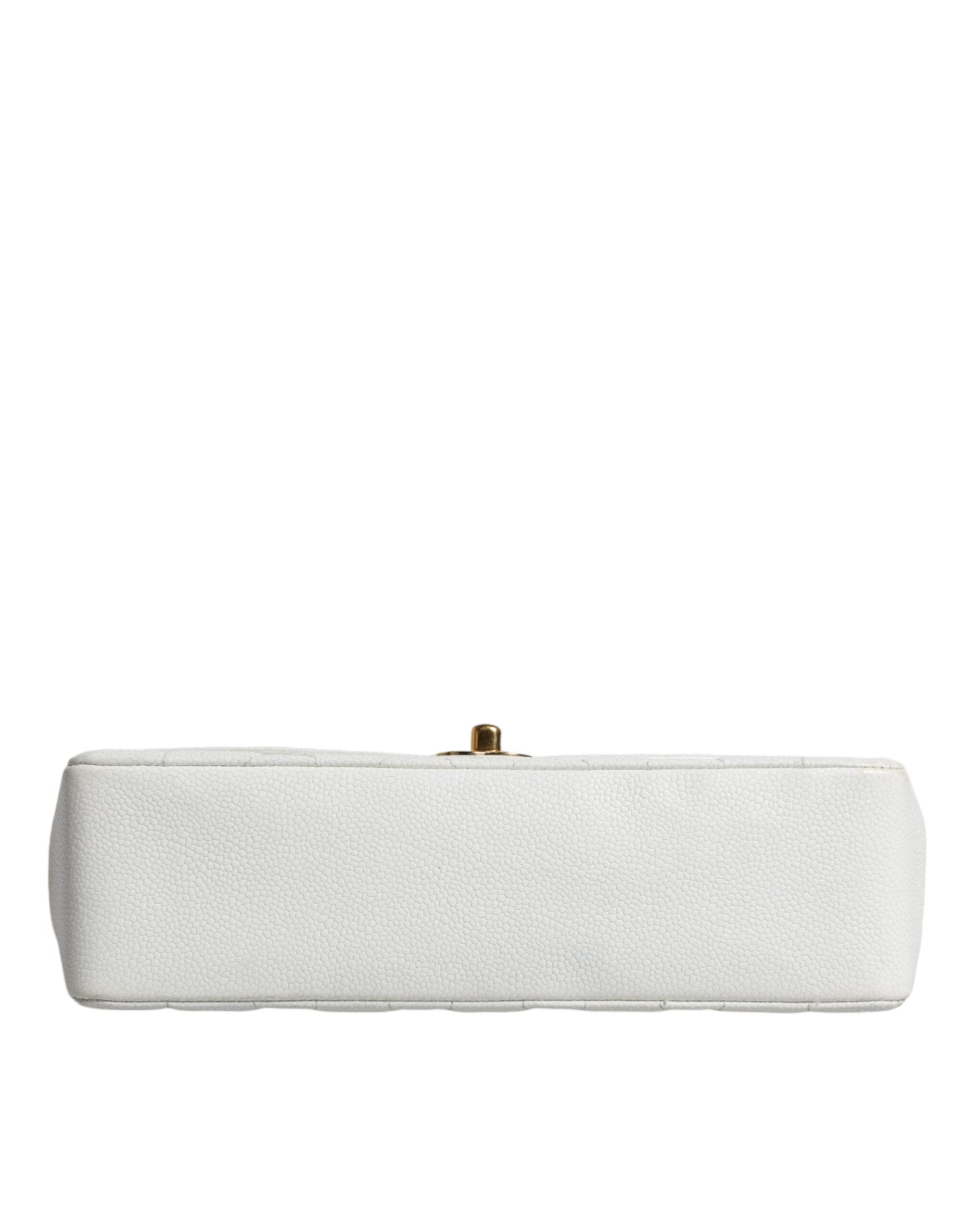 Chanel White Medium Classic DIANA Shoulder Bag Gold Plated Women's Purse