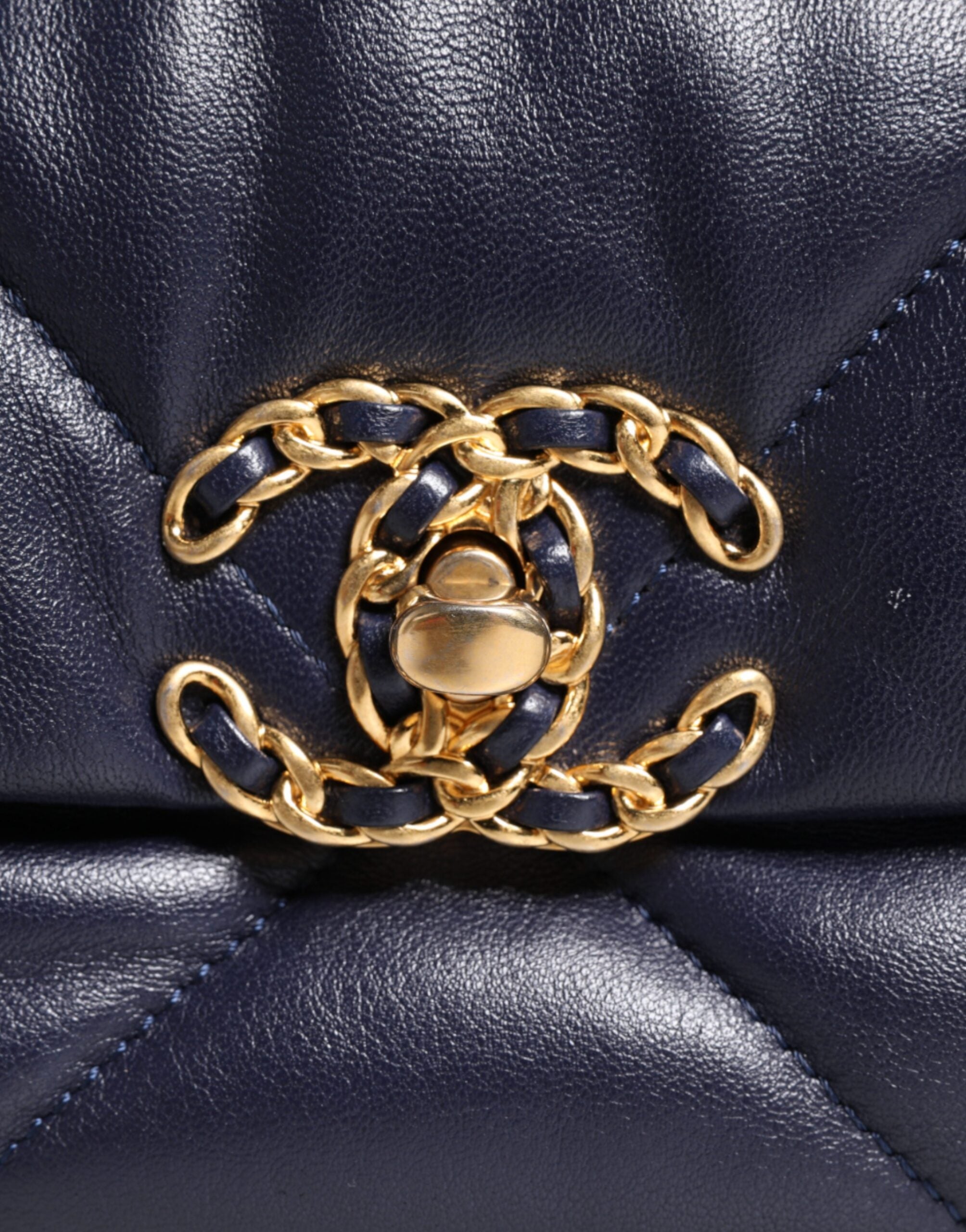 Chanel Blue Leather Large Quilted Chain Hand Shoulder Women's Bag