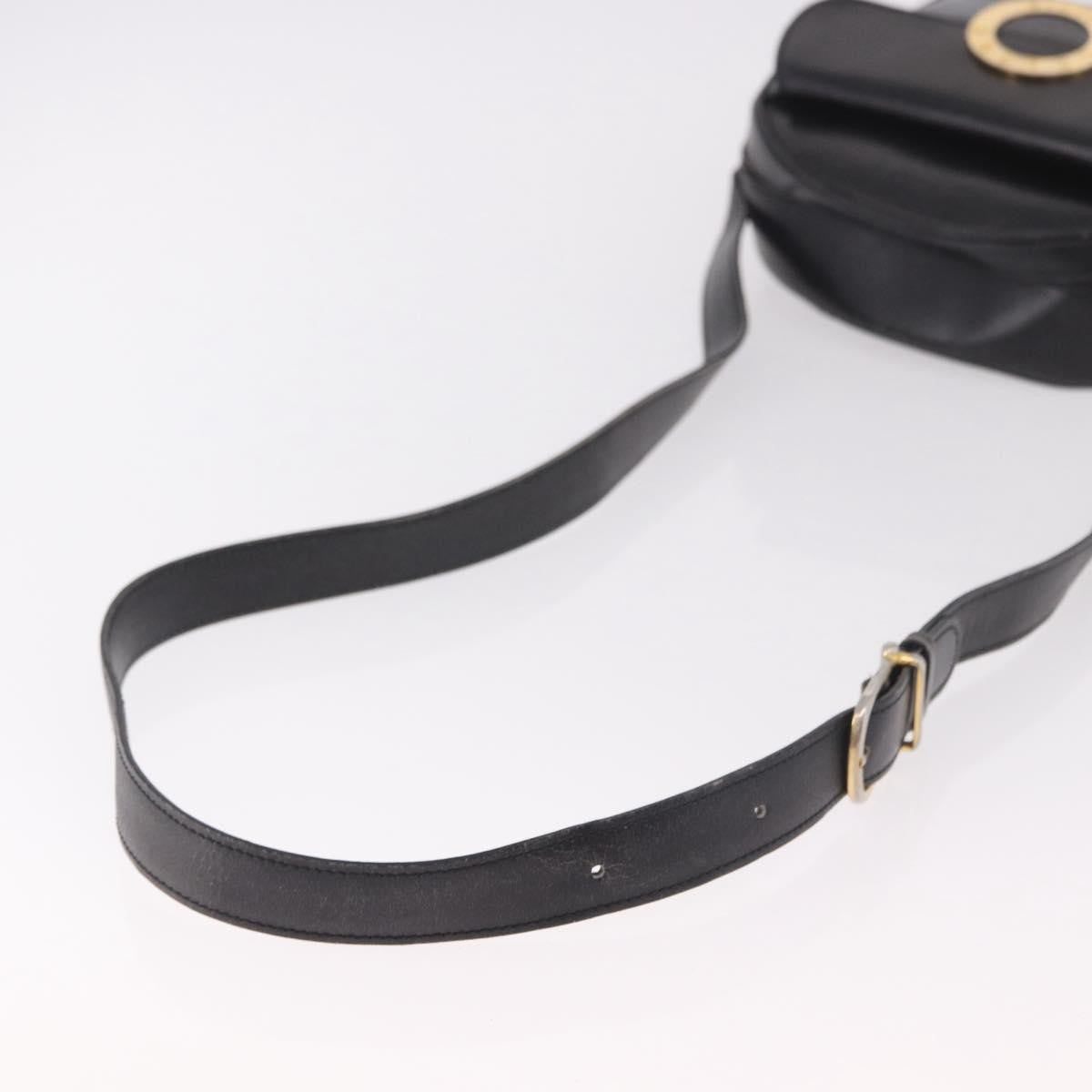 Celine Vintage Circle Logo Leather Black Leather Shoulder Bag Bag (Pre-Owned)