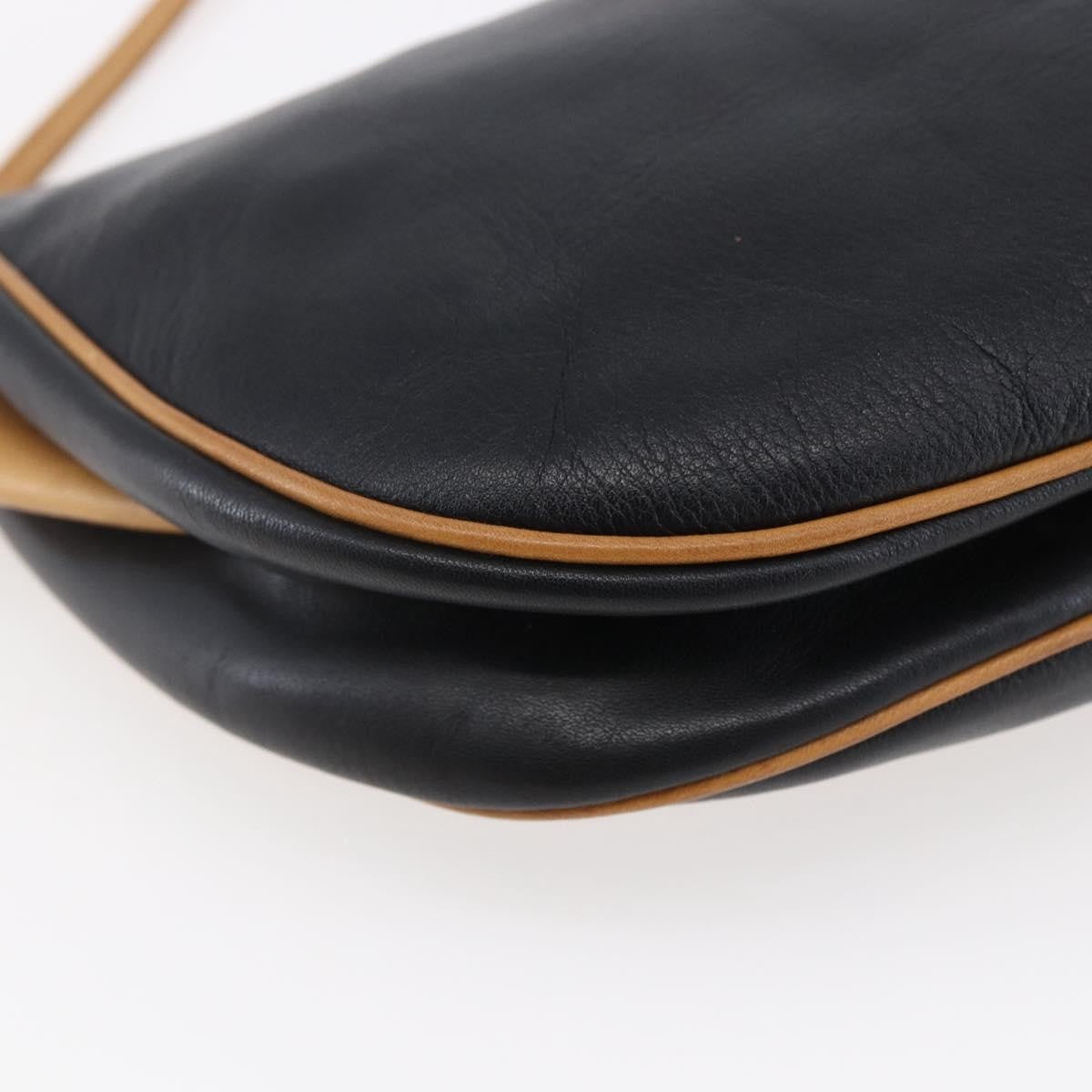 Celine Flap Shoulder Leather Black Leather Shoulder Bag Bag (Pre-Owned)