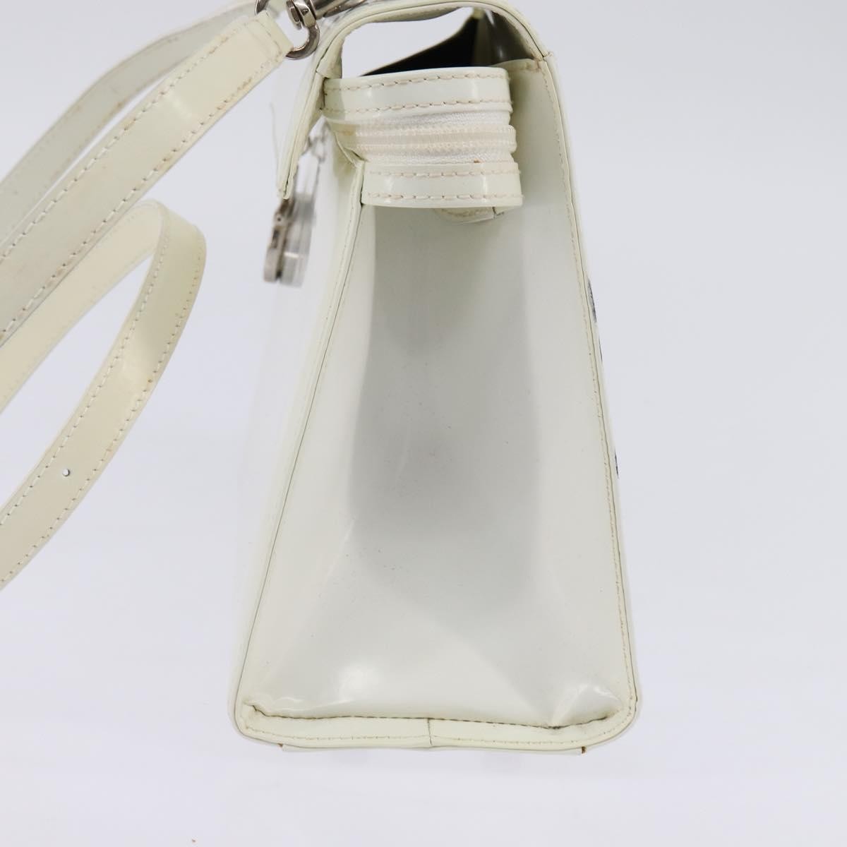 Salvatore Ferragamo Gancini Patent Leather White Patent_Leather Handbag (Pre-Owned)