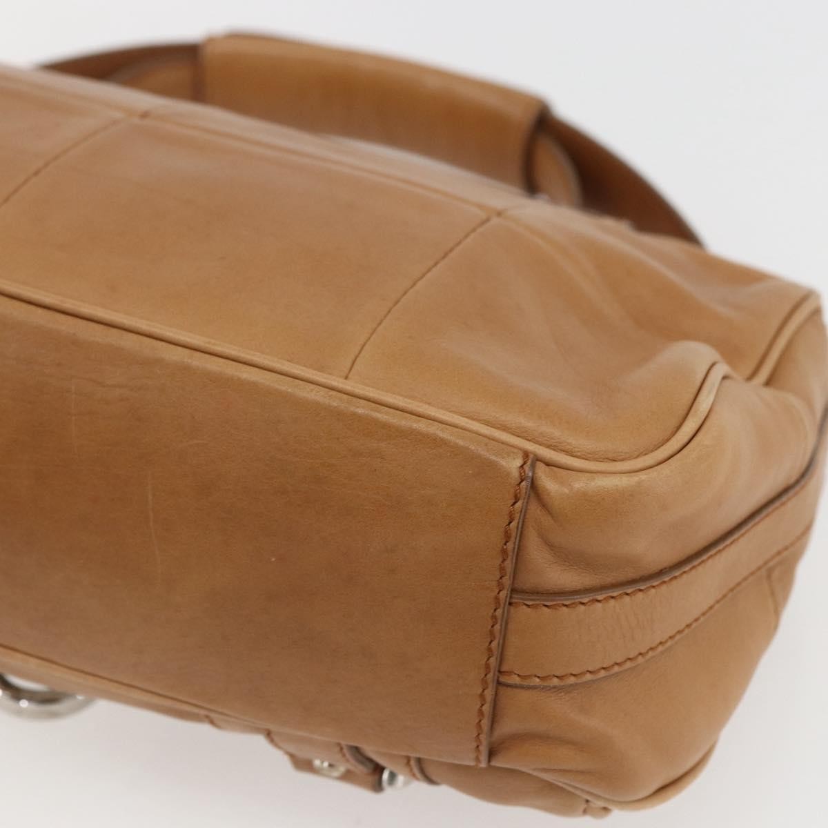 Salvatore Ferragamo Gancini Leather Brown Leather Shoulder Bag Bag (Pre-Owned)