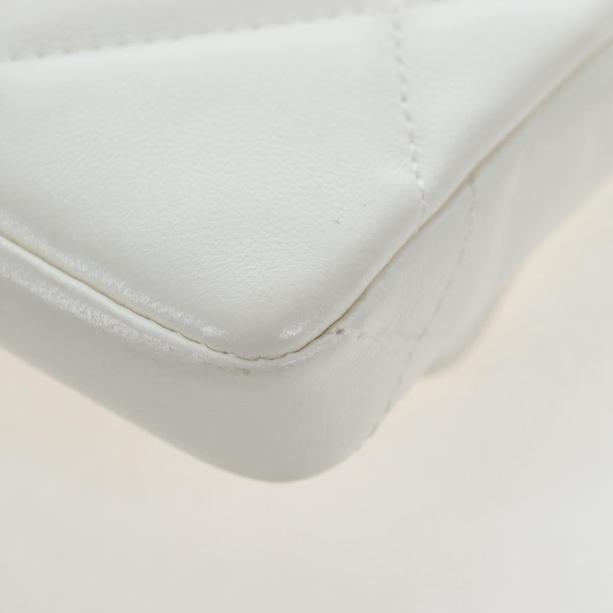 Chanel 19 Card Holder On Chain Quilted Leather White Leather Shoulder Bag Bag (Pre-Owned)