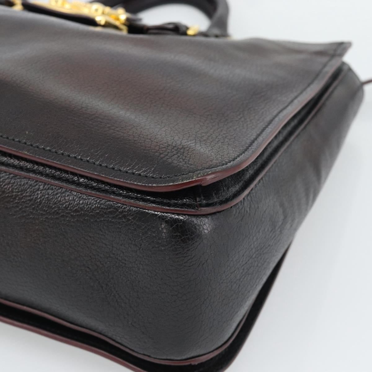 Miu Miu Madras Convertible Lock Leather Black Leather Tote Bag Bag (Pre-Owned)