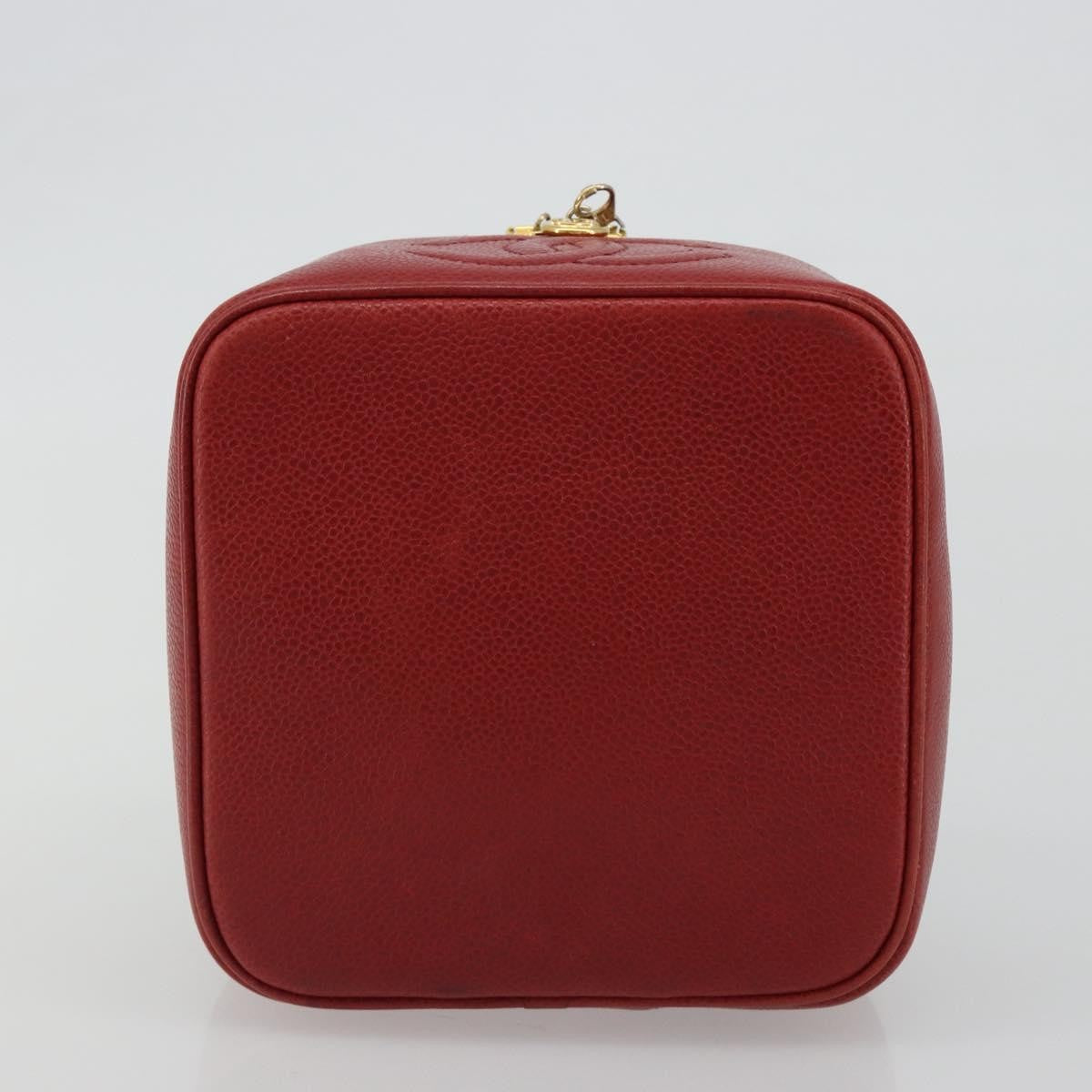 Chanel Vintage Timeless Cosmetic Case Caviar Red Leather Clutche & Pouche Bag (Pre-Owned)