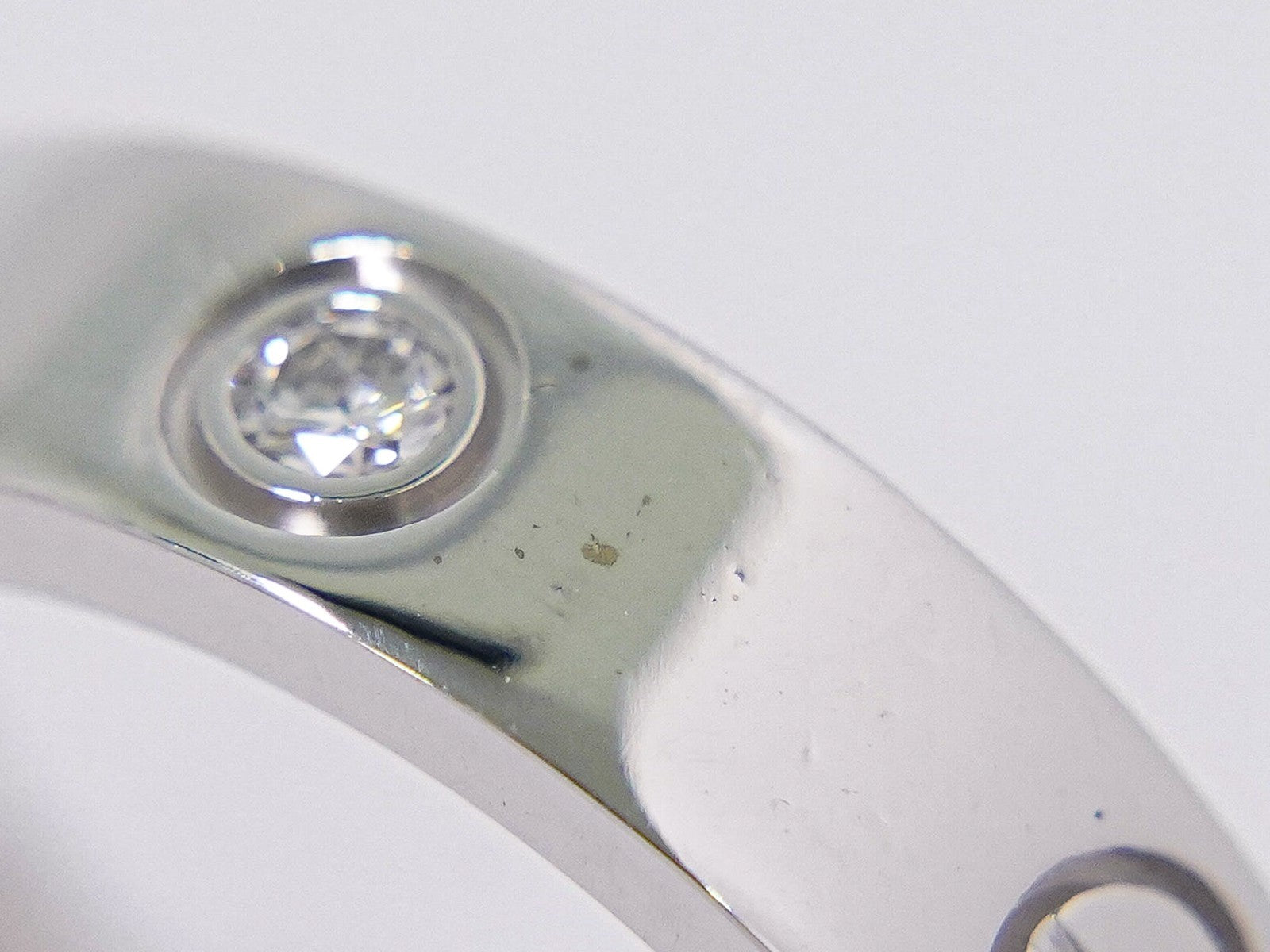Cartier Love Wedding Band 1 Diamond 18K White Gold With Diamond White White_Gold Ring Jewelry (Pre-Owned)