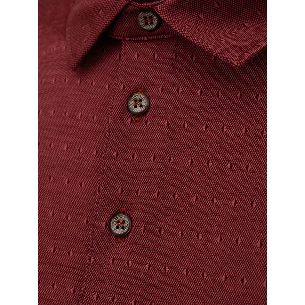 Canali Burgundy Cotton Polo Men's Shirt