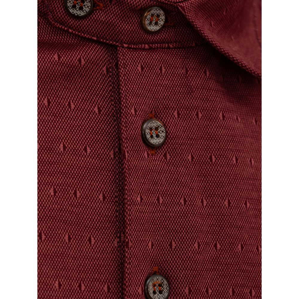 Canali Burgundy Cotton Polo Men's Shirt