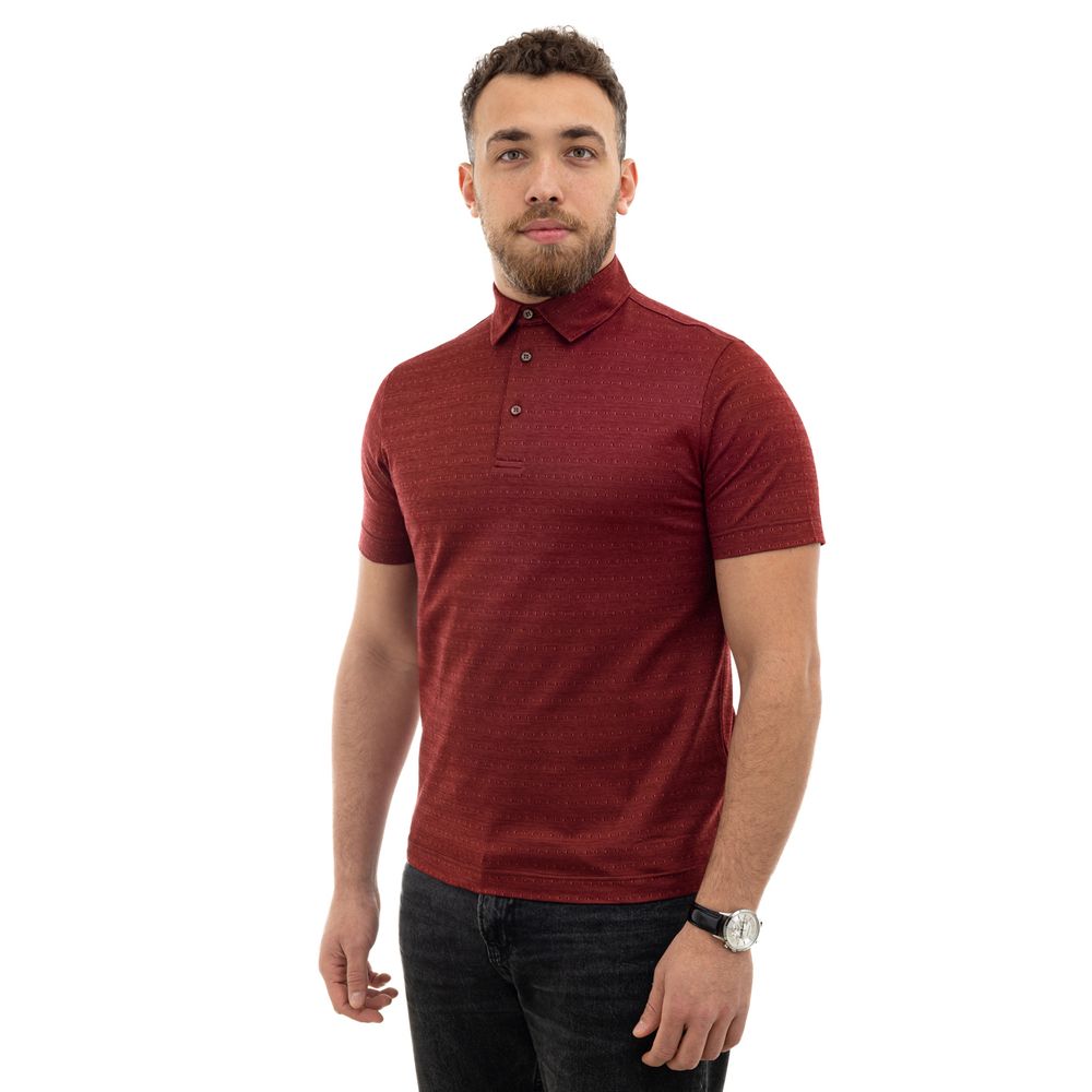 Canali Burgundy Cotton Polo Men's Shirt