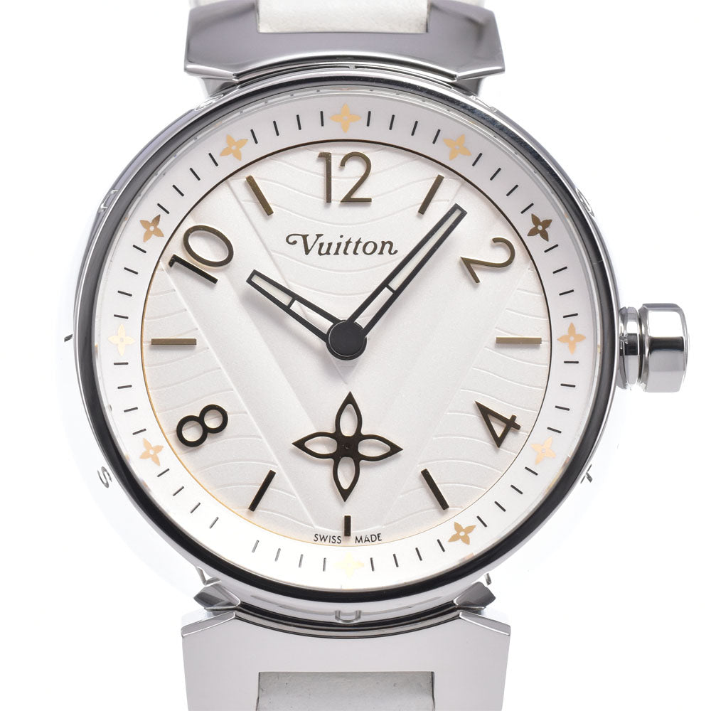 Louis Vuitton Tambour Quartz Stainless Steel And Monogram Rubber Watch (Pre-Owned)