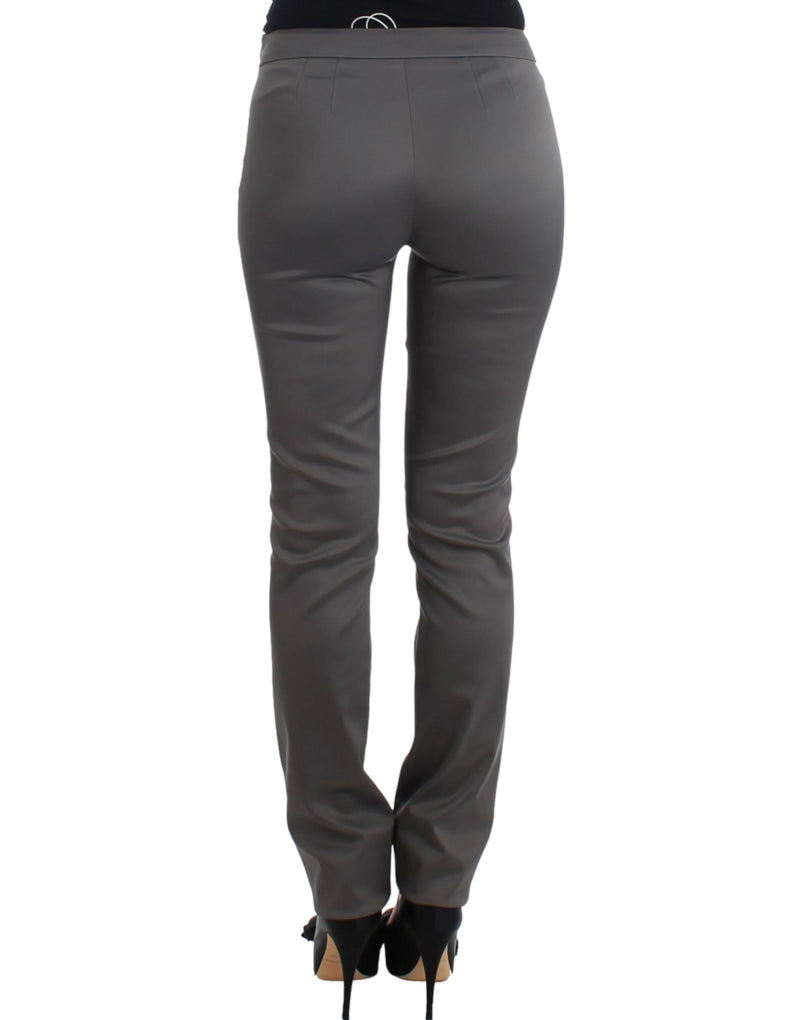 John Galliano Chic Gray Slim-Fit Designer Women's Pants