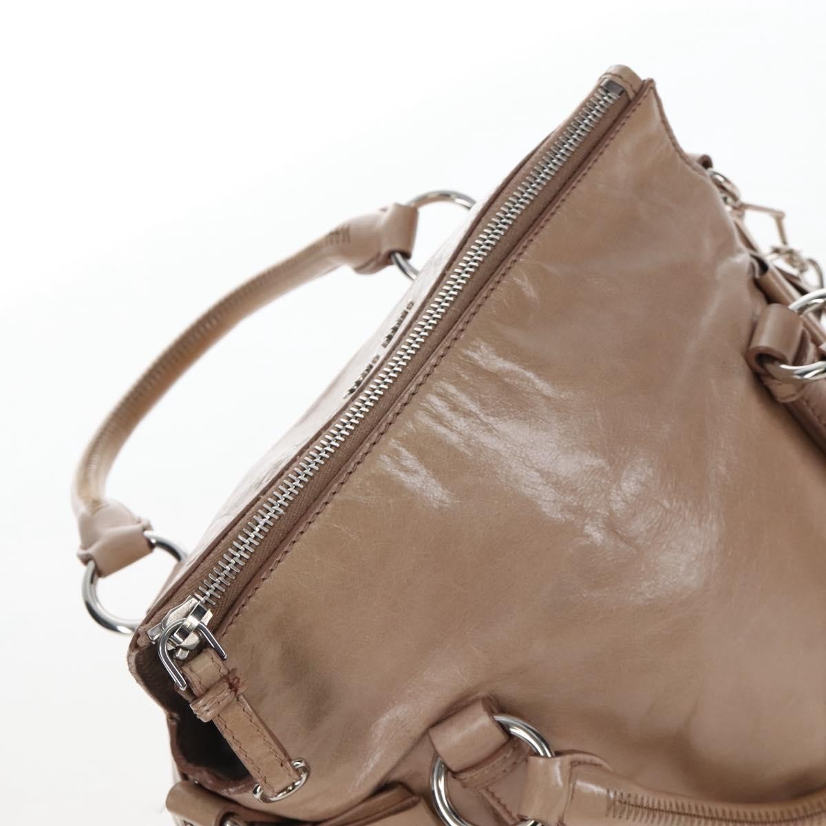 Miu Miu Bow Satchel Cervo Leather Beige Leather Handbag (Pre-Owned)