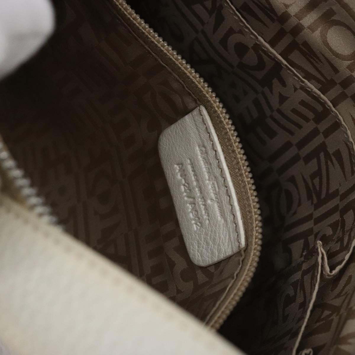 Salvatore Ferragamo Gancini Leather White Leather Shoulder Bag Bag (Pre-Owned)