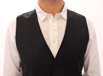 Dolce & Gabbana Elegant Gray Striped Dress Men's Vest