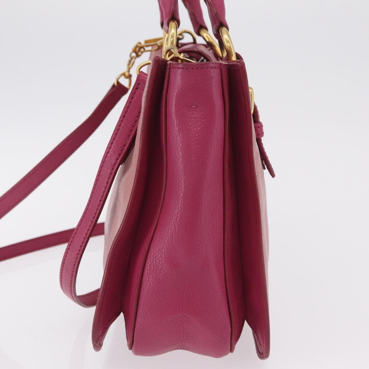 Miu Miu Madras Convertible Lock Leather Pink Leather Tote Bag Bag (Pre-Owned)
