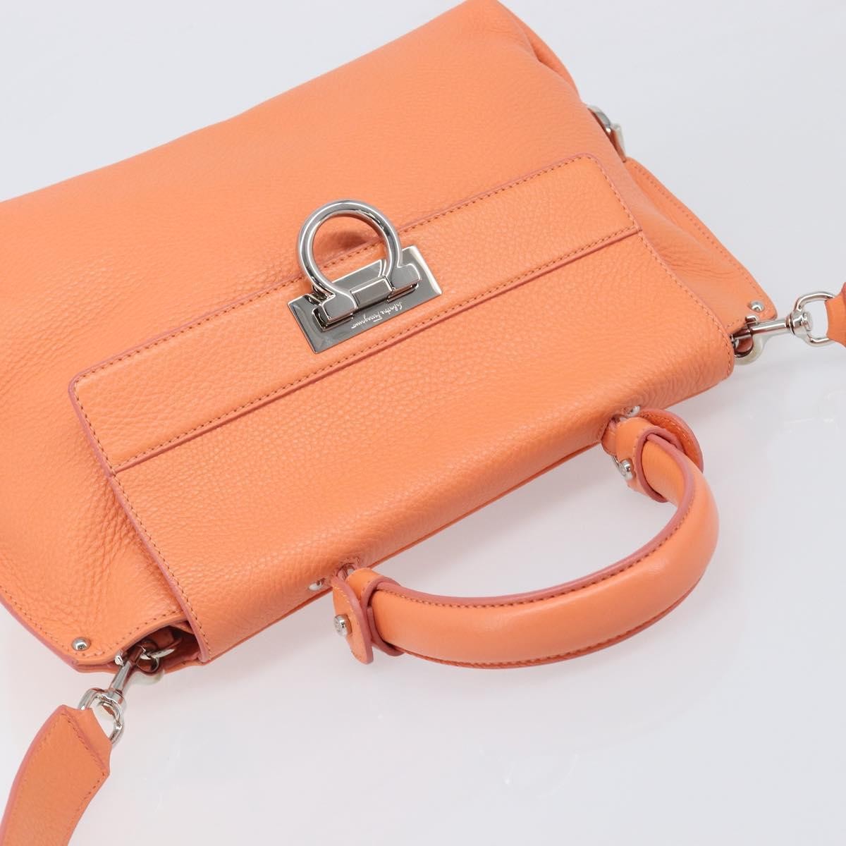 Salvatore Ferragamo Sofia Satchel Leather Orange Leather Handbag (Pre-Owned)