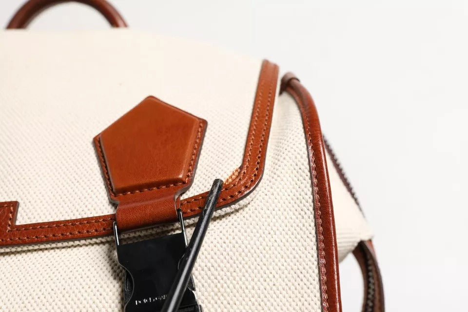 Dolce & Gabbana Beige Brown Canvas Leather EDGE Travel Men Back Pack Men's Bag (Pre-Owned)