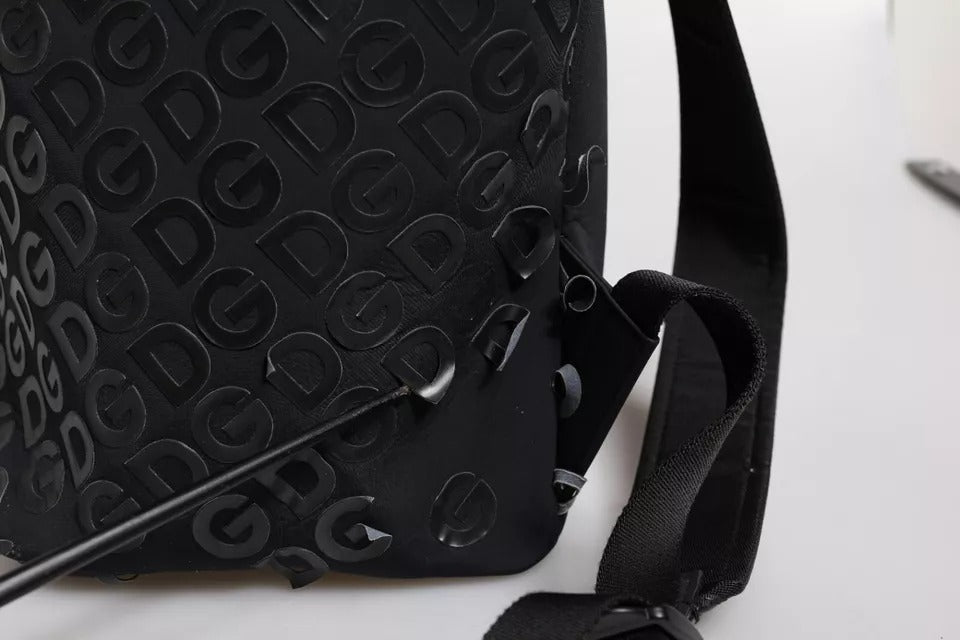 Dolce & Gabbana Black Neoprene Nylon DG Logo School Backpack Men's Bag (Pre-Owned)