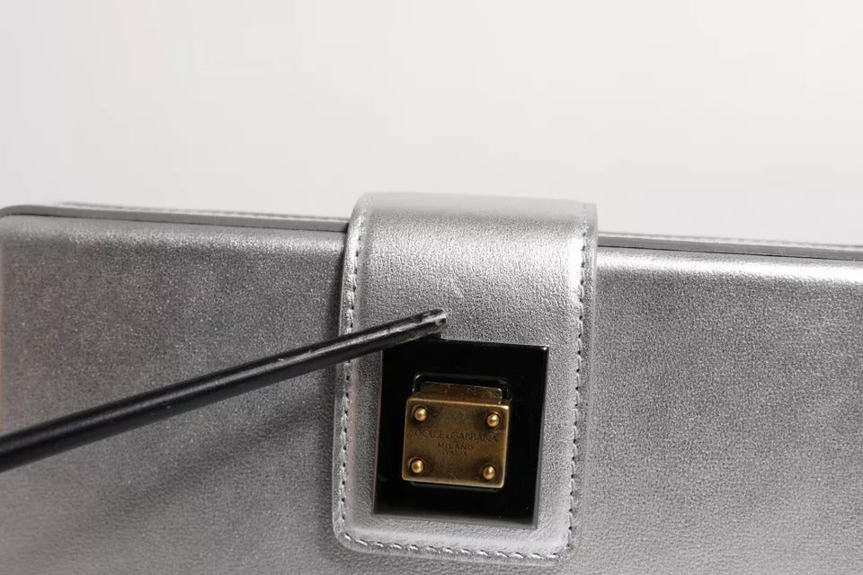 Dolce & Gabbana Metallic Silver DG BOX Leather Shoulder Strap Women's Bag (Pre-Owned)