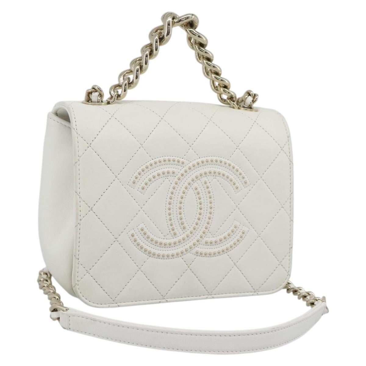 Chanel Beauty Begins Flap Quilted Lambskin White Leather Shoulder Bag Bag (Pre-Owned)