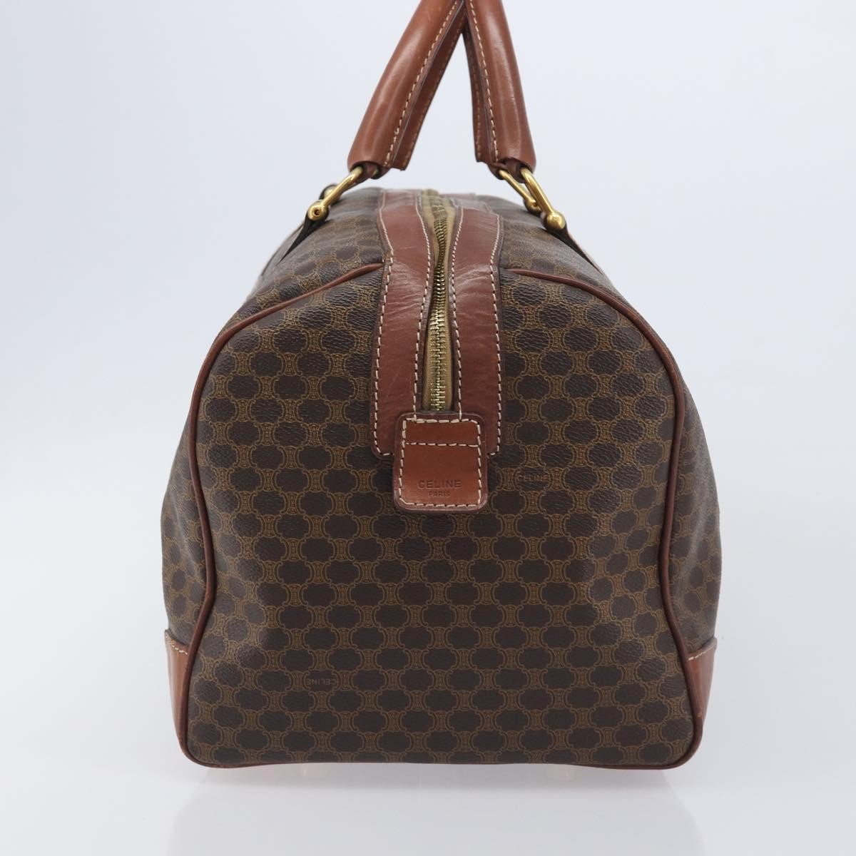 Celine Vintage Duffle Macadam Coated Canvas Brown Canvas Handbag (Pre-Owned)