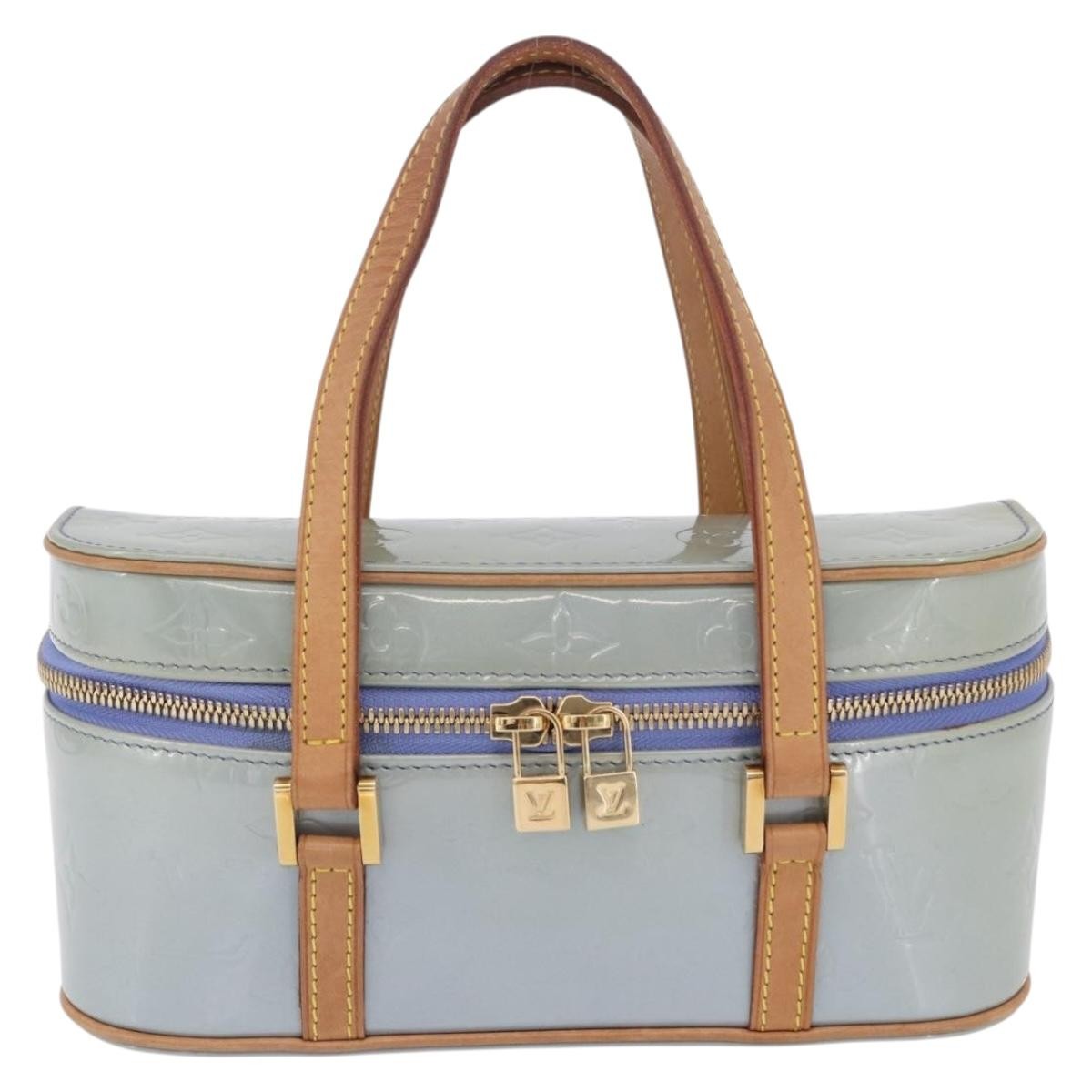 Louis Vuitton Sullivan Horizontal Monogram Vernis Blue Patent_Leather Handbag (Pre-Owned)