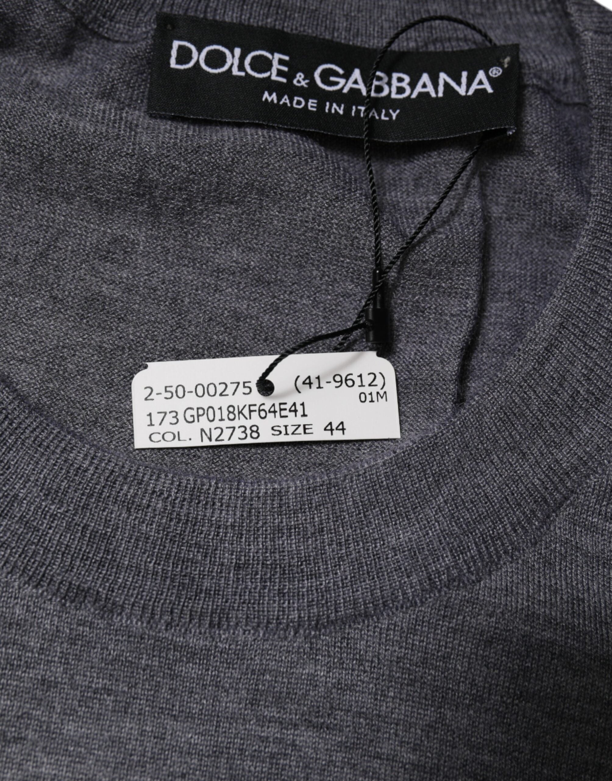 Dolce & Gabbana Gray Cashmere Crew Neck Pullover Men's Sweater (Pre-Owned)