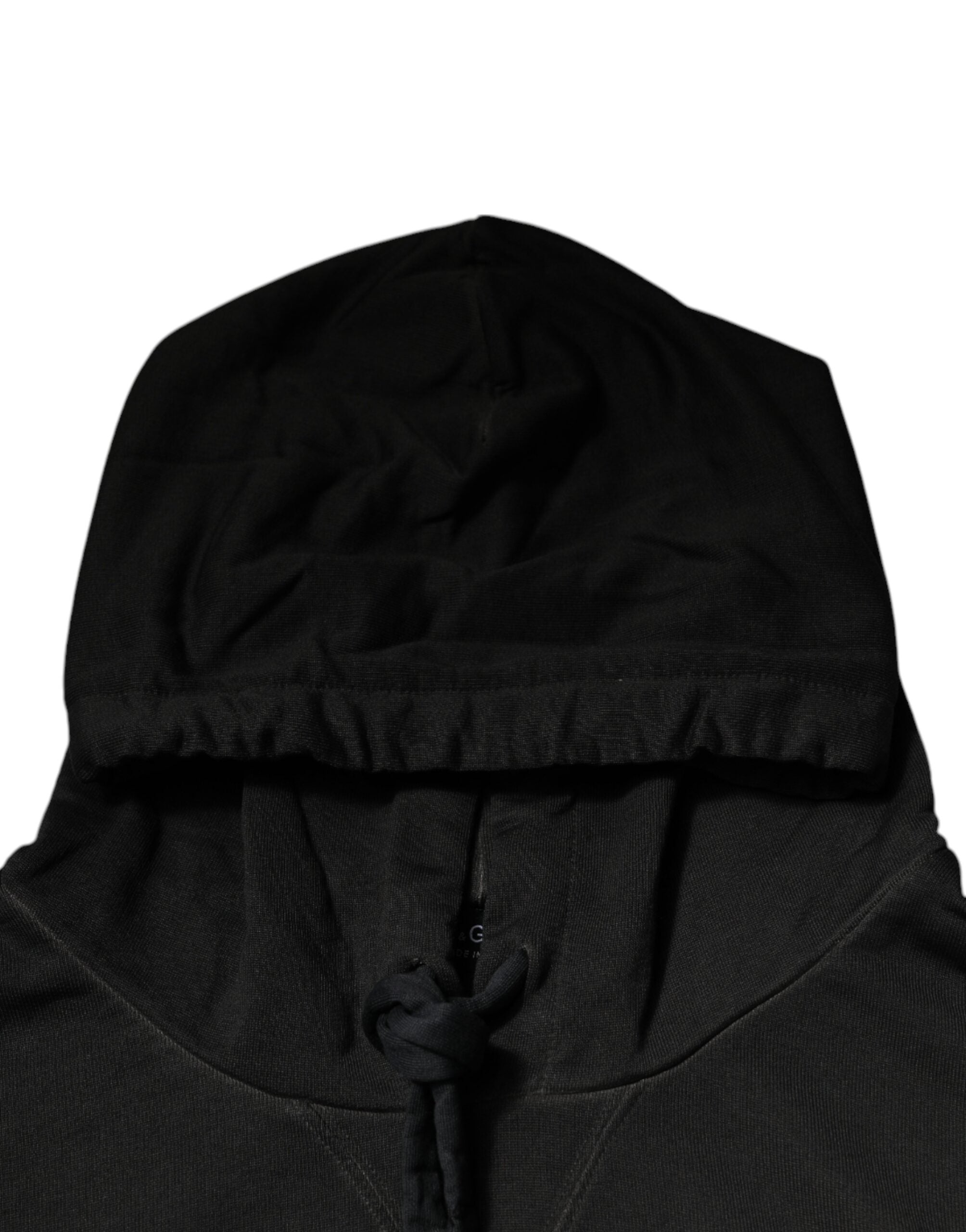 Dolce & Gabbana Black Cotton Hooded DG Shield Pullover Men's Sweater