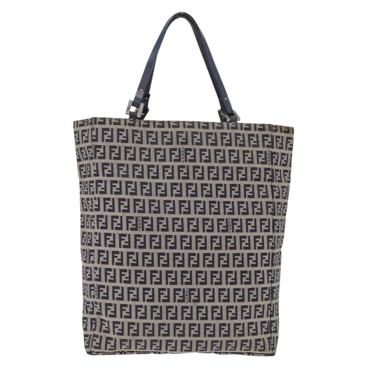 Fendi Vintage Shopping Zucchino Canvas Navy Canvas Tote Bag Bag (Pre-Owned)