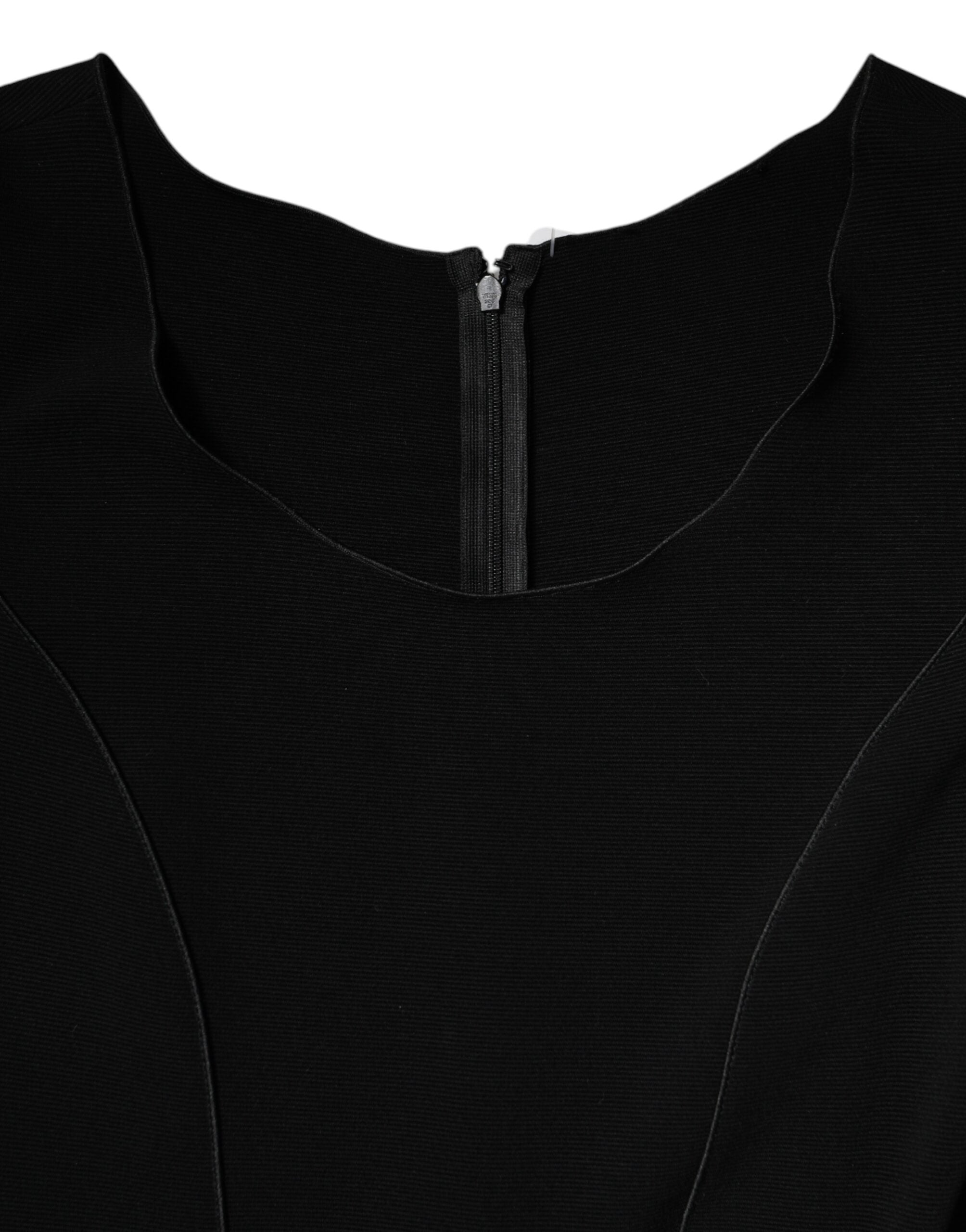 Emporio Armani Black Viscose Short Sleeves Sheath Midi Women's Dress