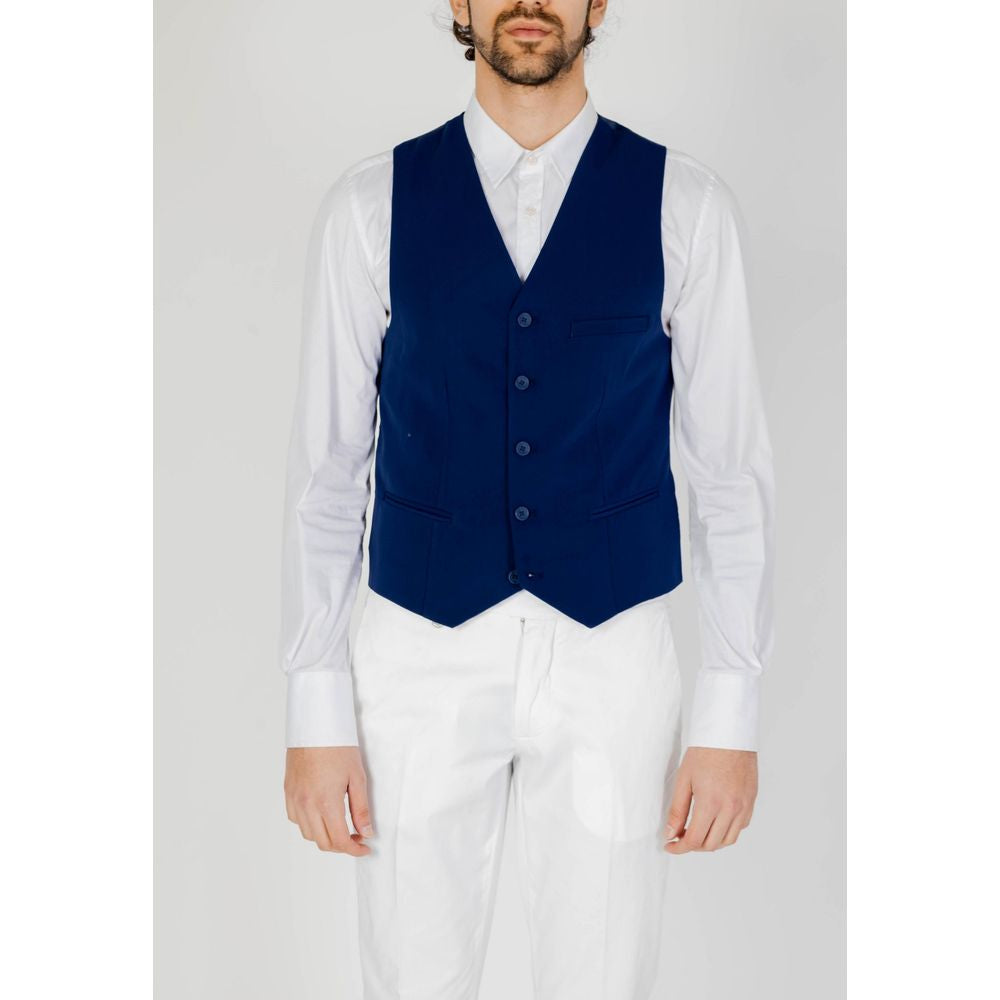 Only & Sons Blue Polyester Men's Waistcoat