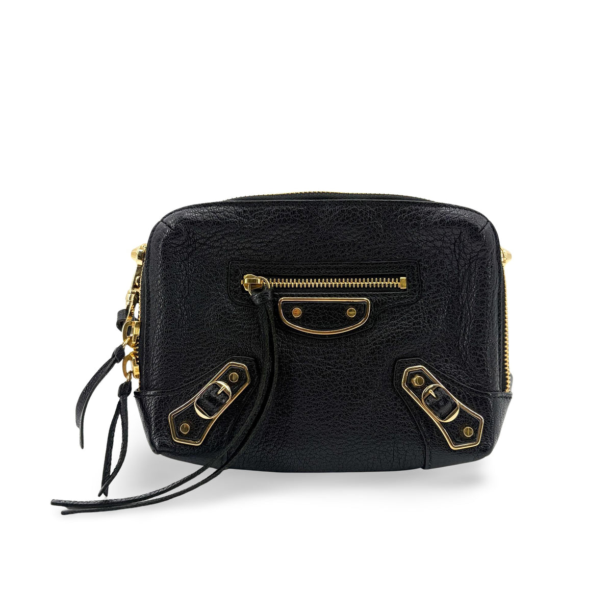 Balenciaga Classic Studs Chain Reporter Leather Black Leather Crossbody Bag Bag (Pre-Owned)