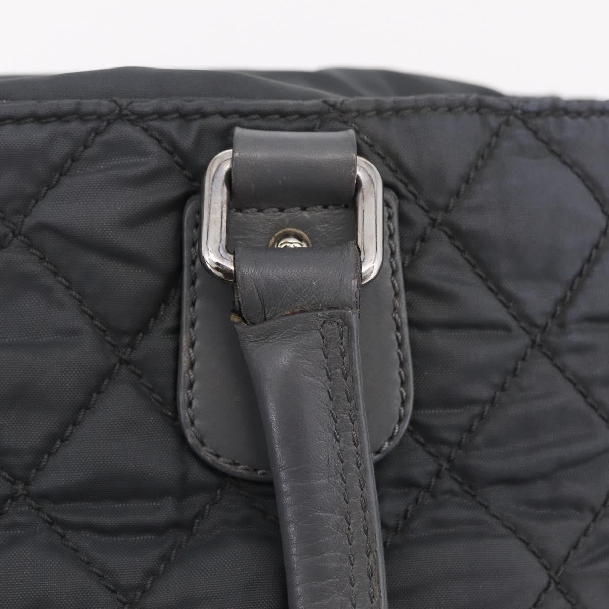 Chanel Vintage Cc Quilted Nylon Gray Nylon Tote Bag Bag (Pre-Owned)