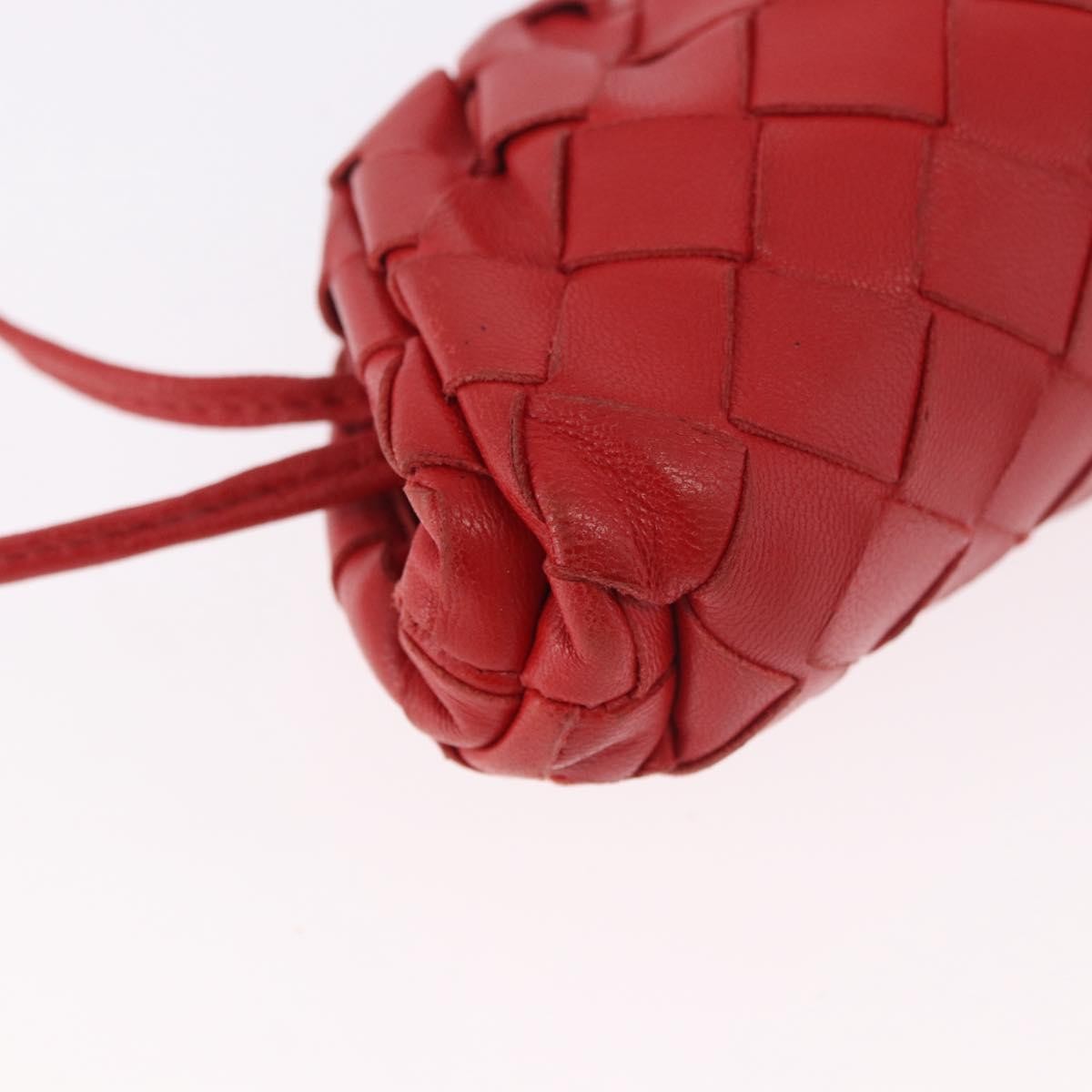 Bottega Veneta The Pouch Coin Purse Intrecciato Nappa Red Leather Clutche & Pouche Bag (Pre-Owned)